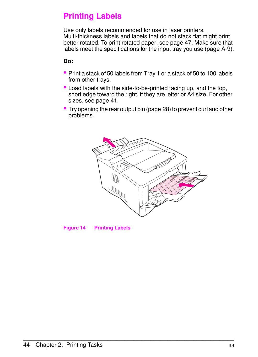 HP 5000 manual Printing Labels 