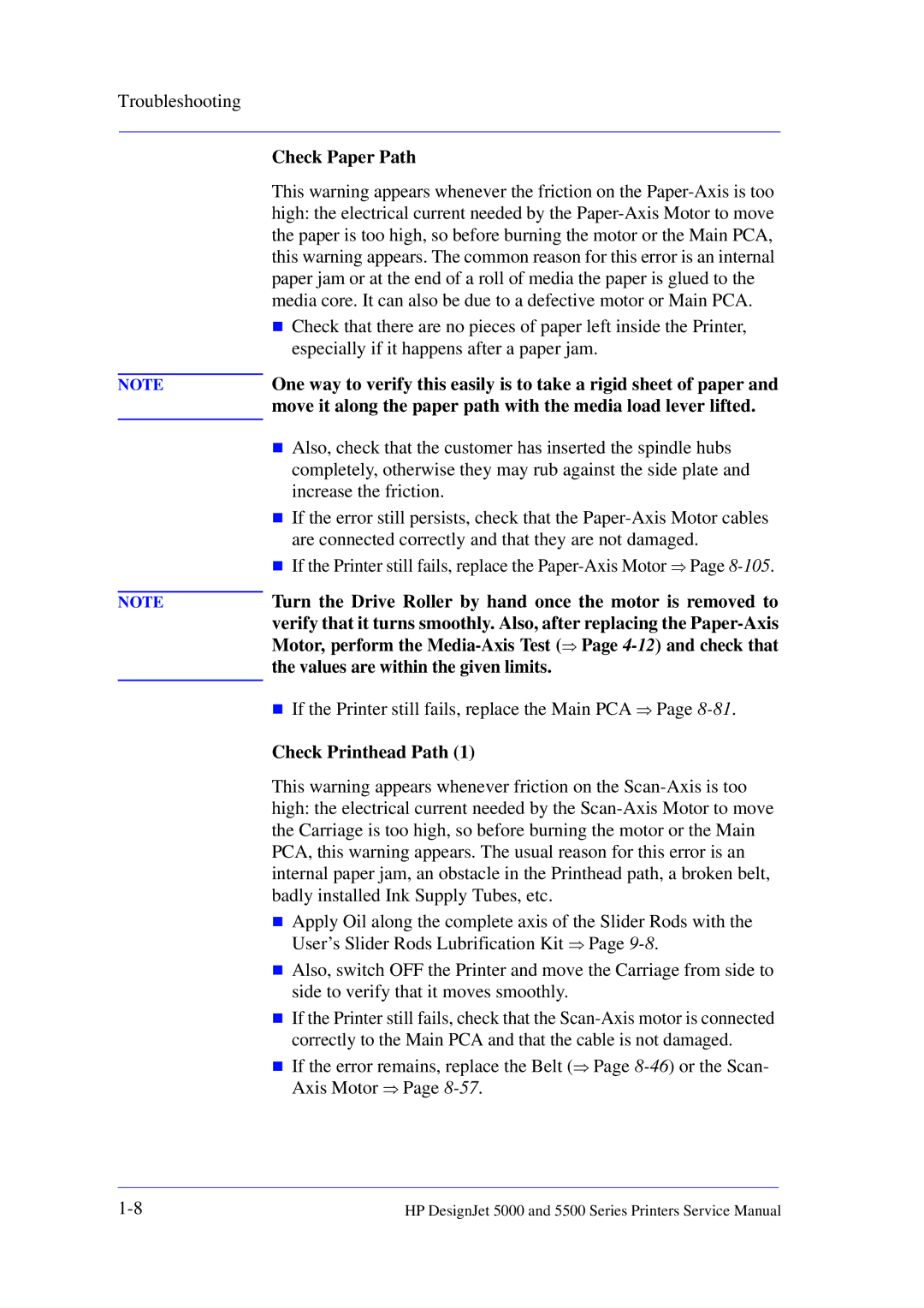 HP 5000 manual Check Paper Path, Check Printhead Path 