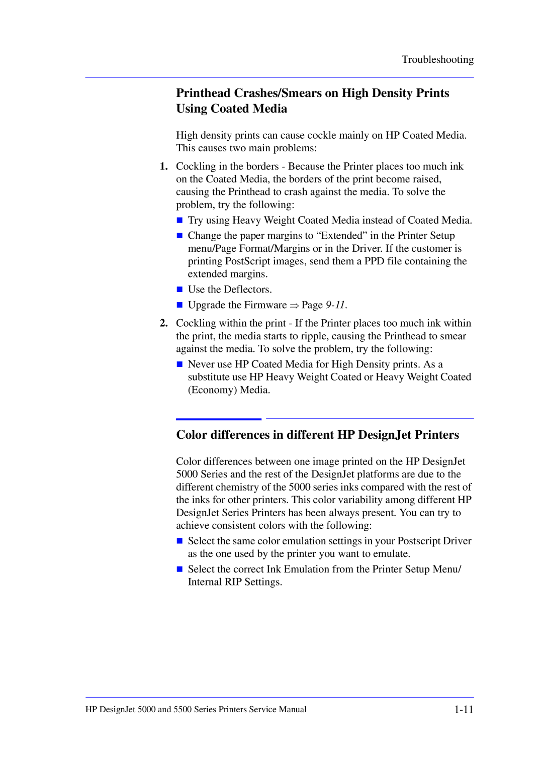 HP 5000 manual Color differences in different HP DesignJet Printers 