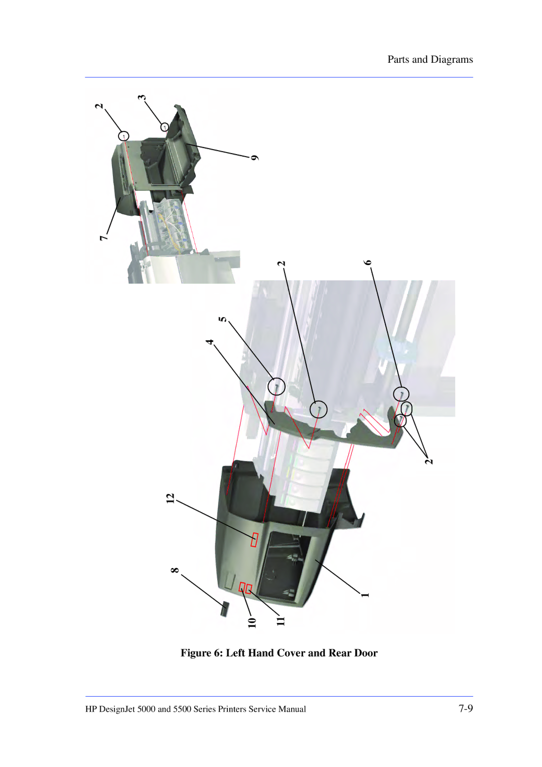 HP 5000 manual Left Hand Cover and Rear Door 