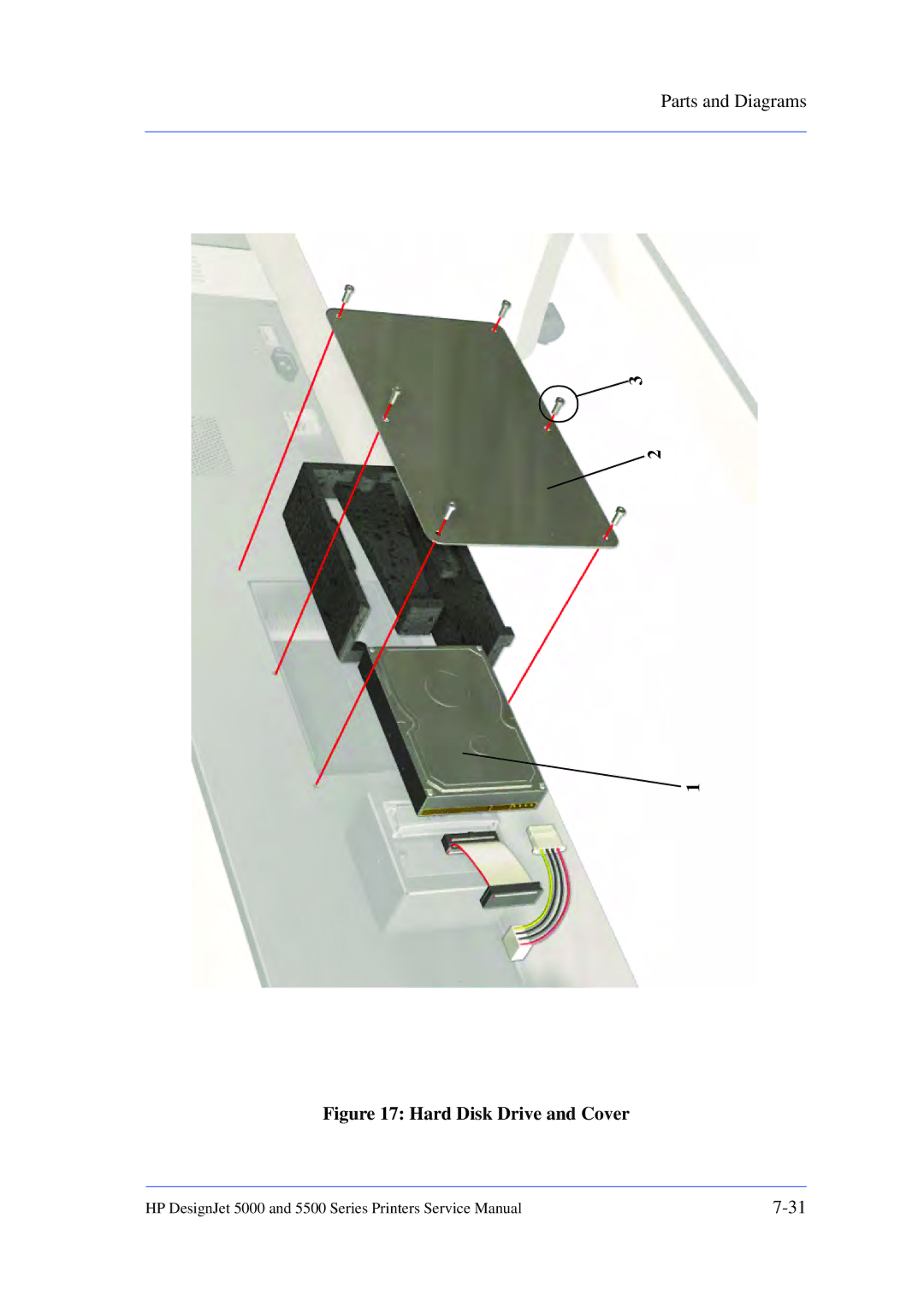 HP 5000 manual Hard Disk Drive and Cover 