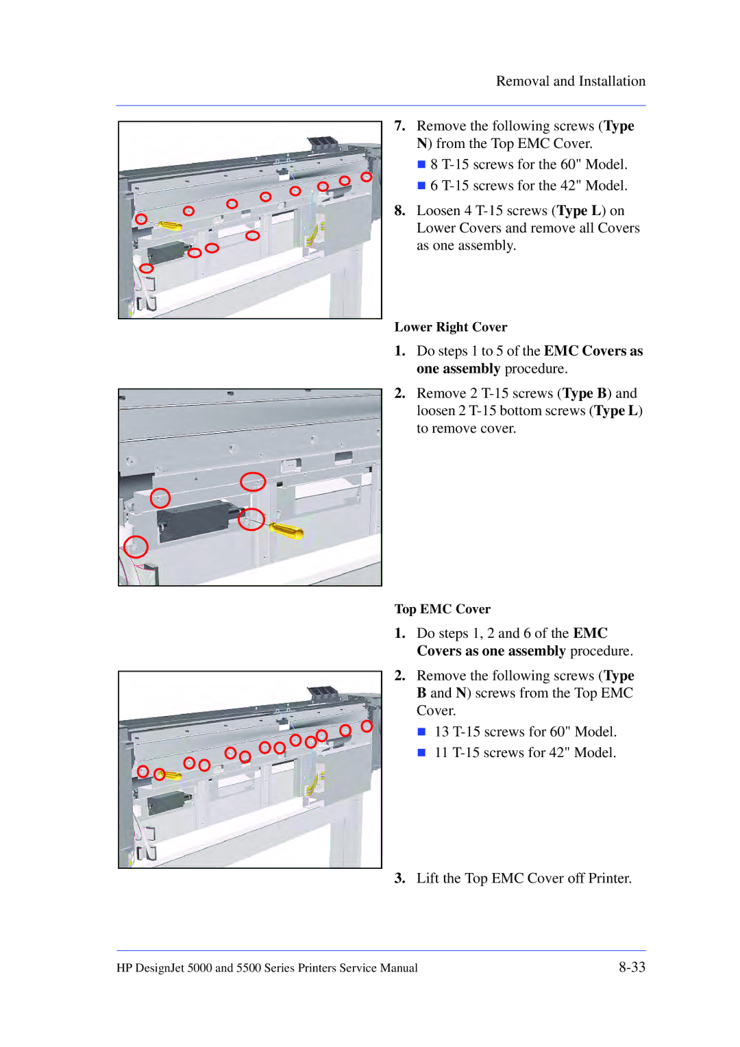 HP 5000 manual Lower Right Cover 