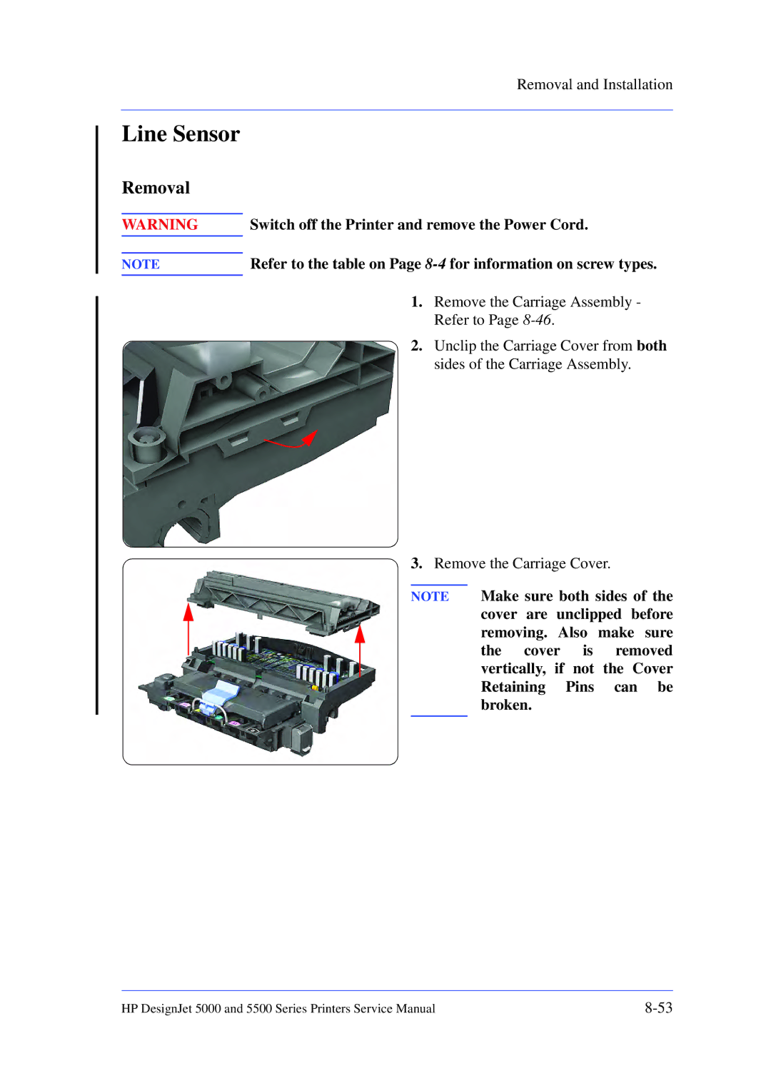 HP 5000 manual Line Sensor 