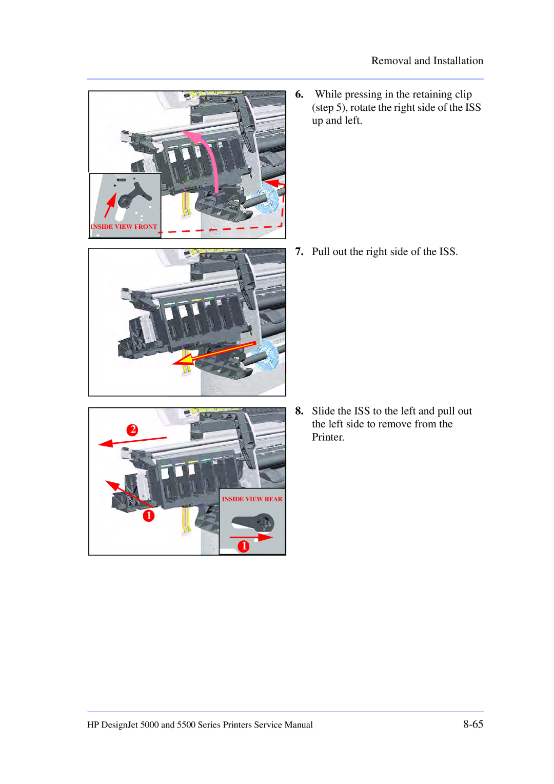 HP 5000 manual Inside View Front 