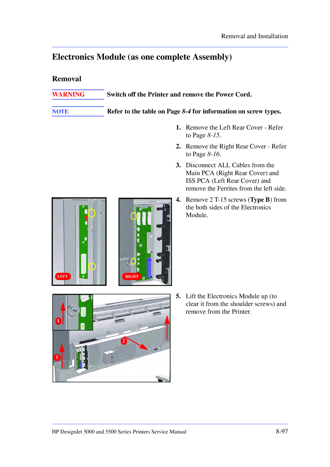 HP 5000 manual Electronics Module as one complete Assembly 