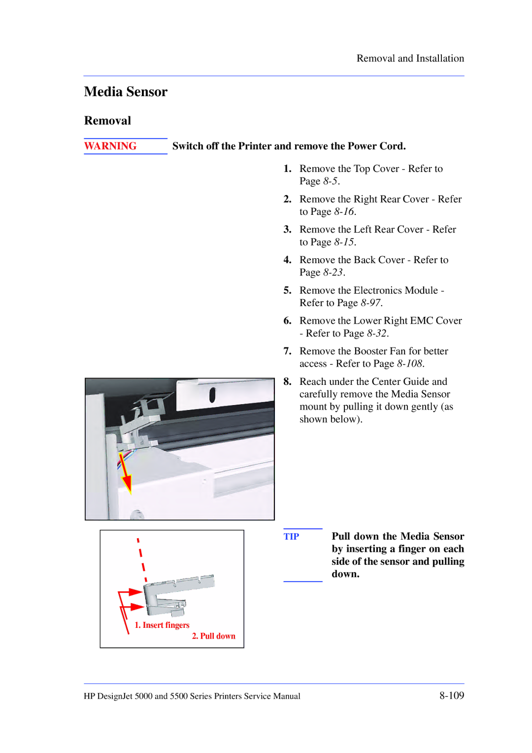 HP 5000 manual Media Sensor 