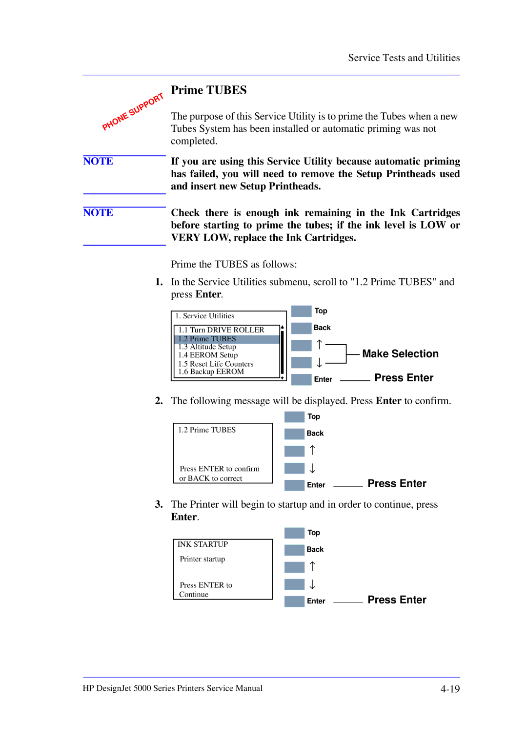 HP 5000 manual Prime Tubes 