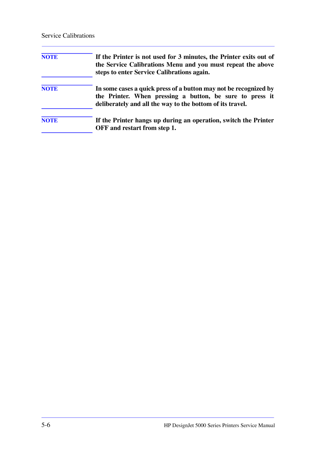 HP 5000 manual Service Calibrations 