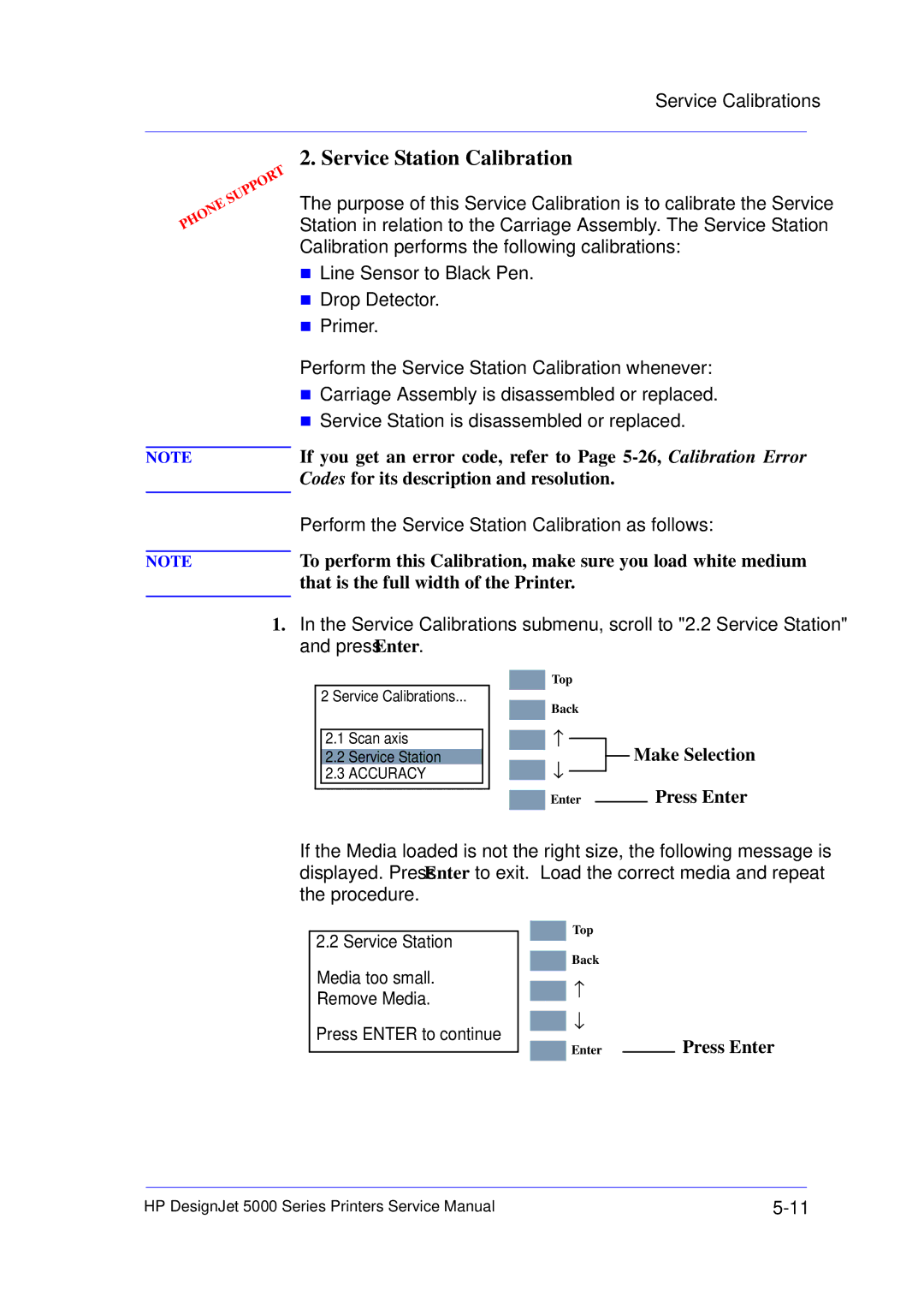 HP 5000 manual Service Station Calibration 