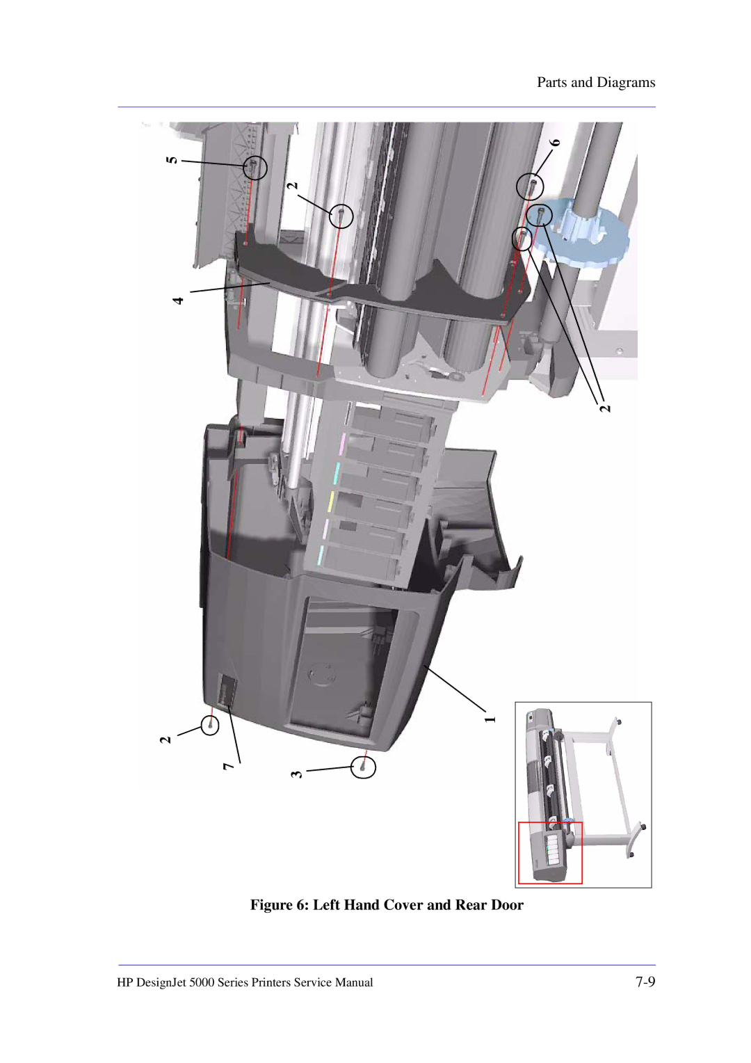 HP 5000 manual Left Hand Cover and Rear Door 