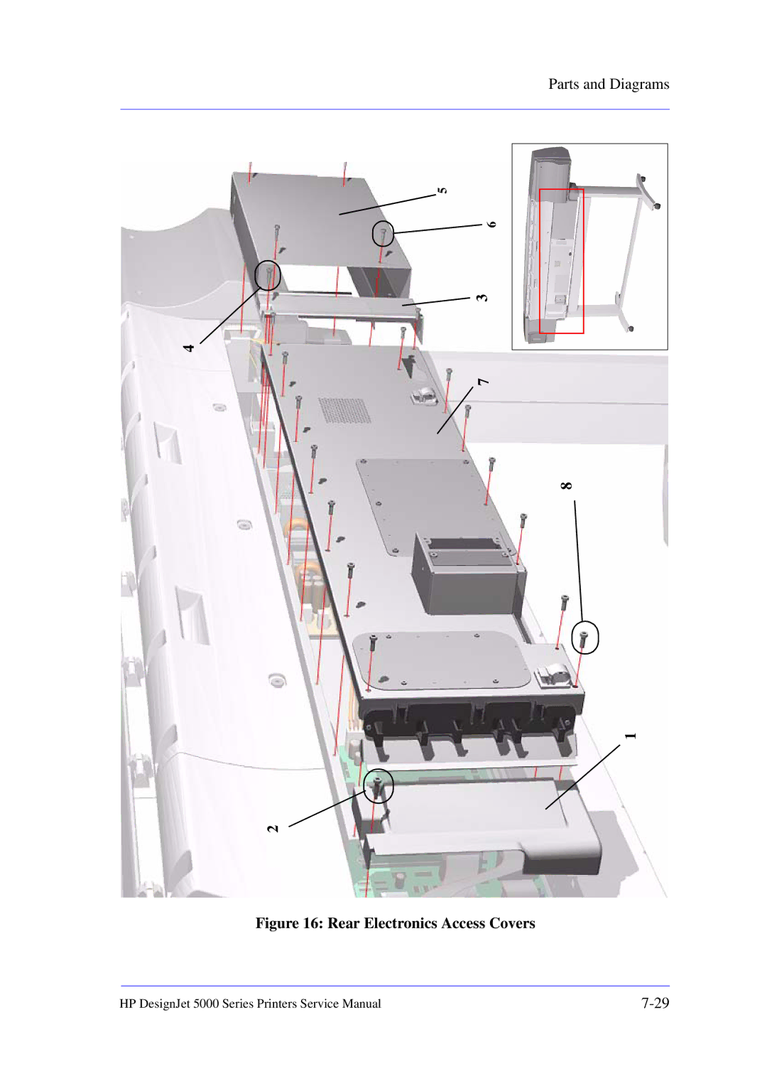 HP 5000 manual Rear Electronics Access Covers 