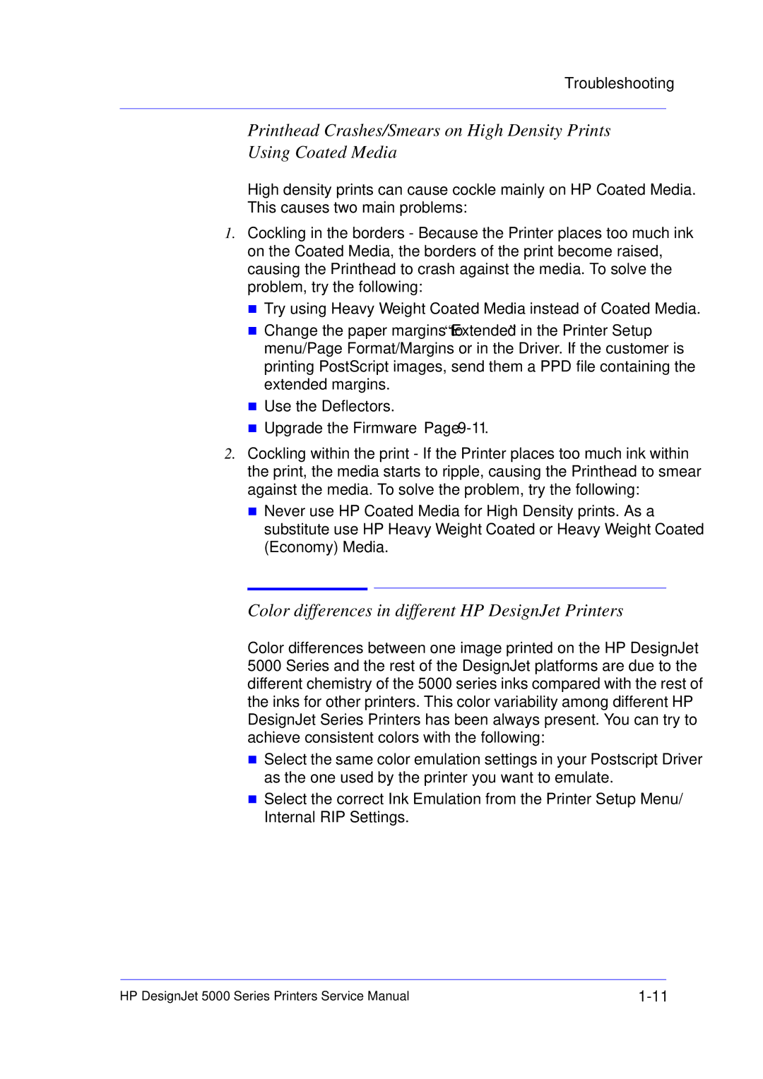 HP 5000 manual Color differences in different HP DesignJet Printers 