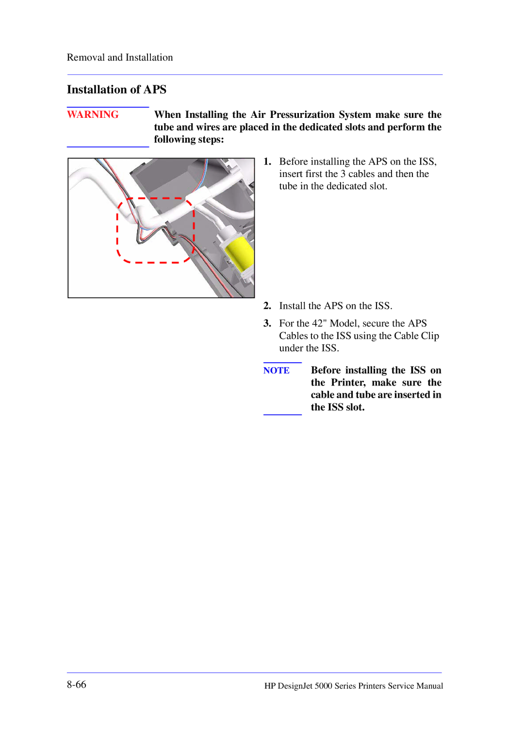 HP 5000 manual Installation of APS, When Installing the Air Pressurization System make sure, Following steps 