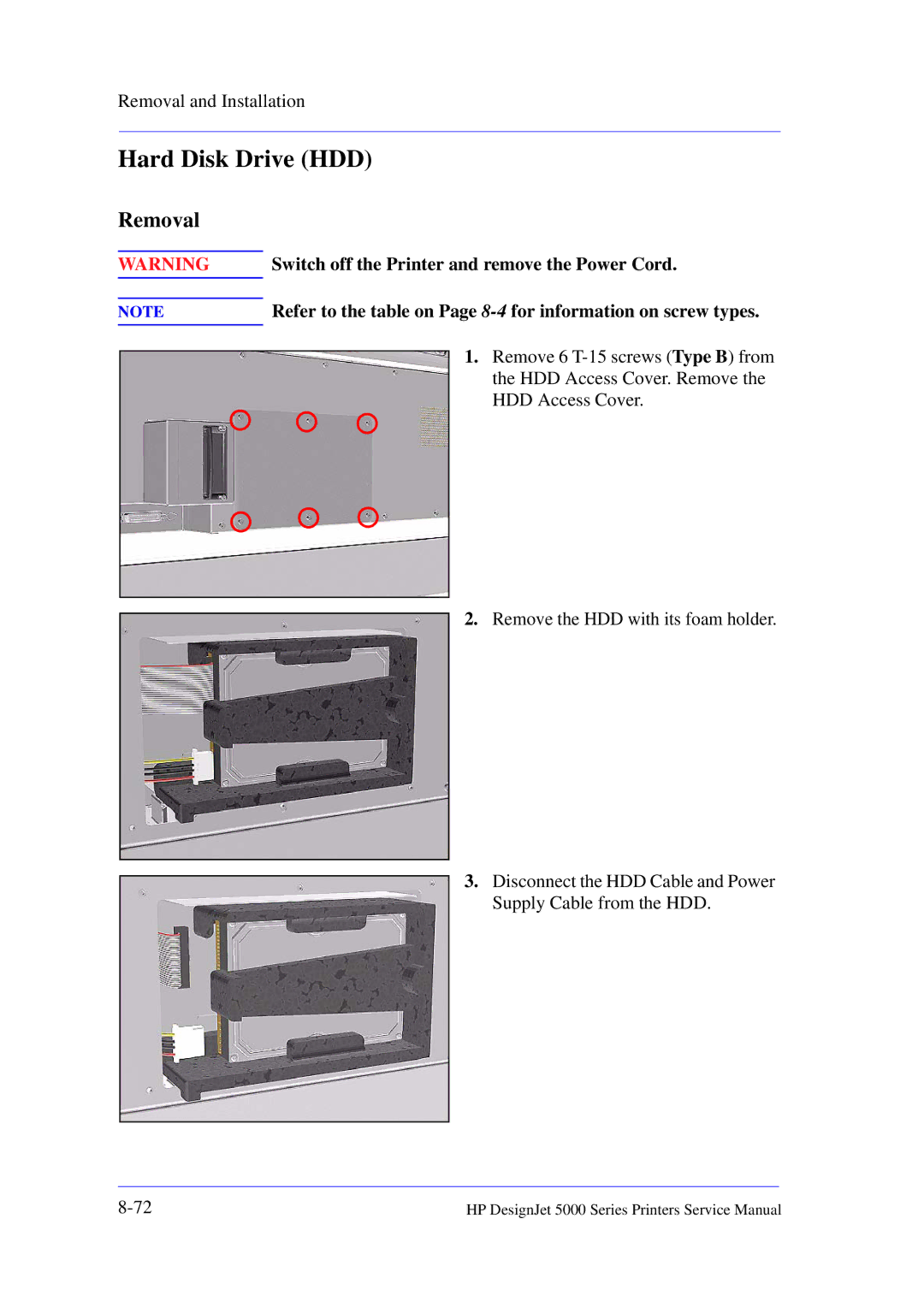 HP 5000 manual Hard Disk Drive HDD 