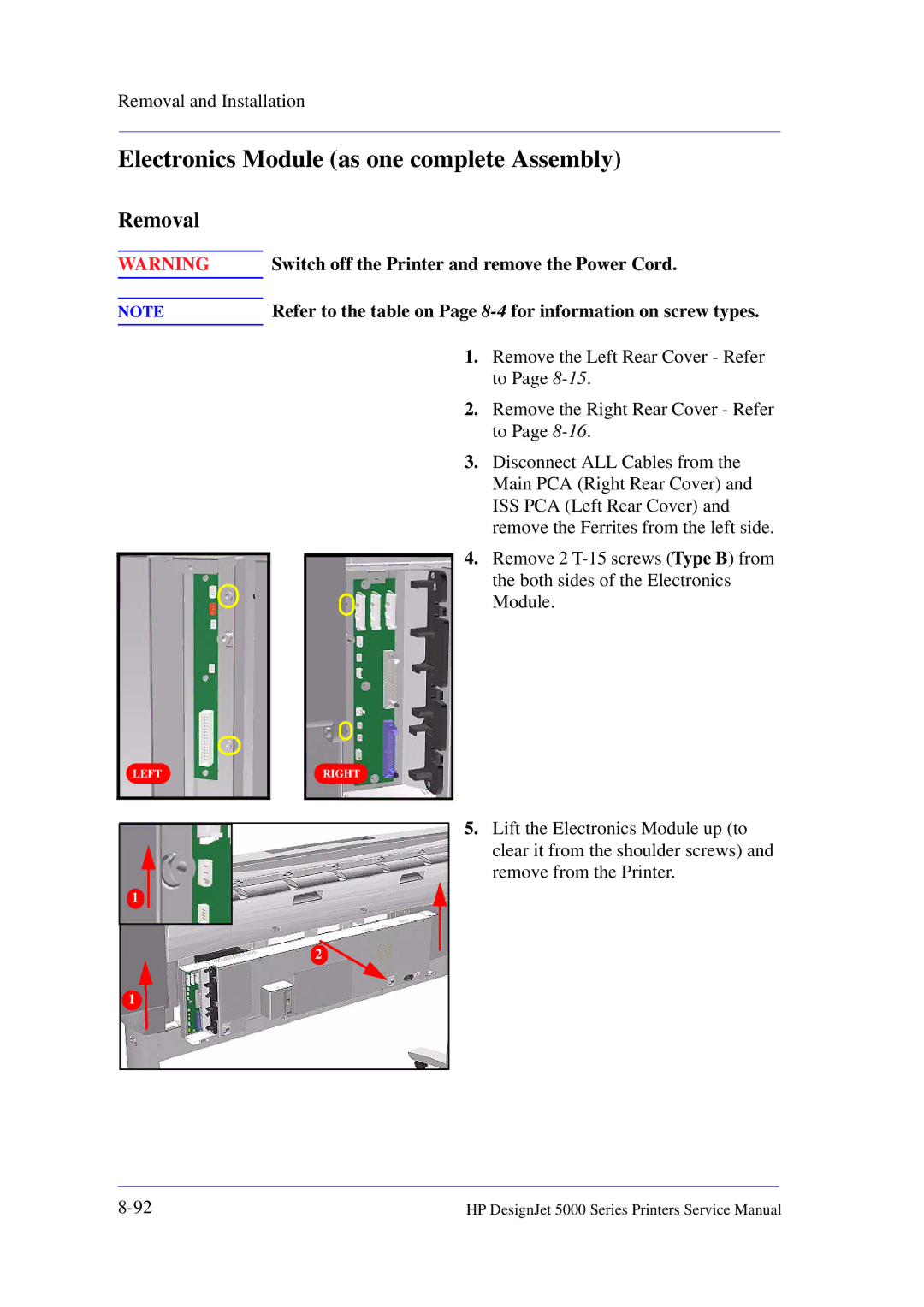 HP 5000 manual Electronics Module as one complete Assembly 