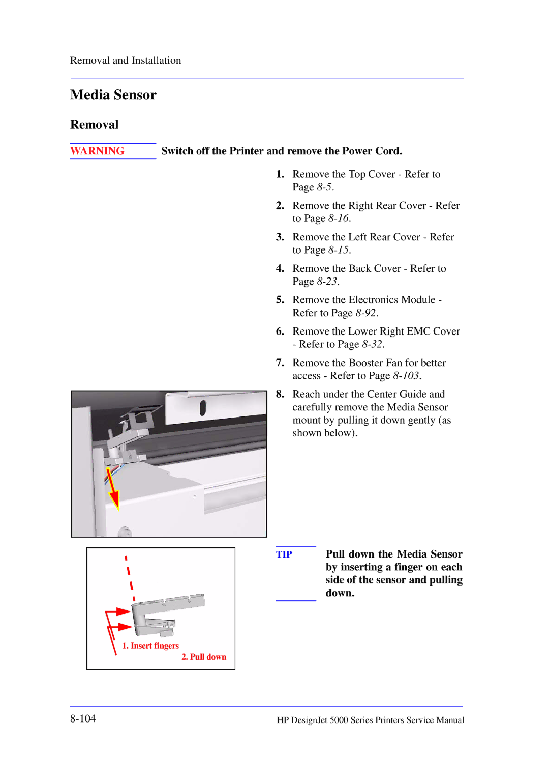 HP 5000 manual Media Sensor 