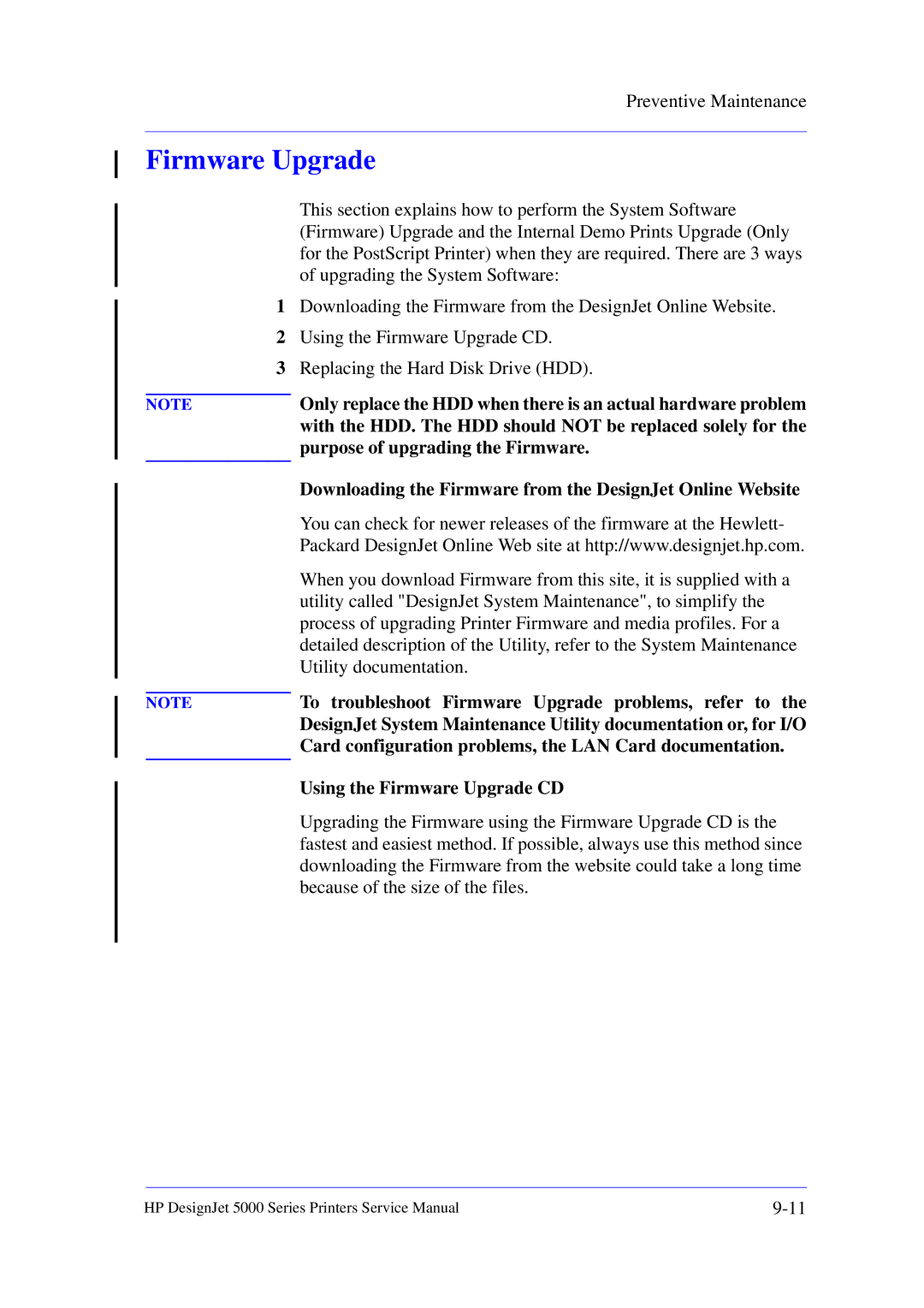 HP 5000 manual Firmware Upgrade 