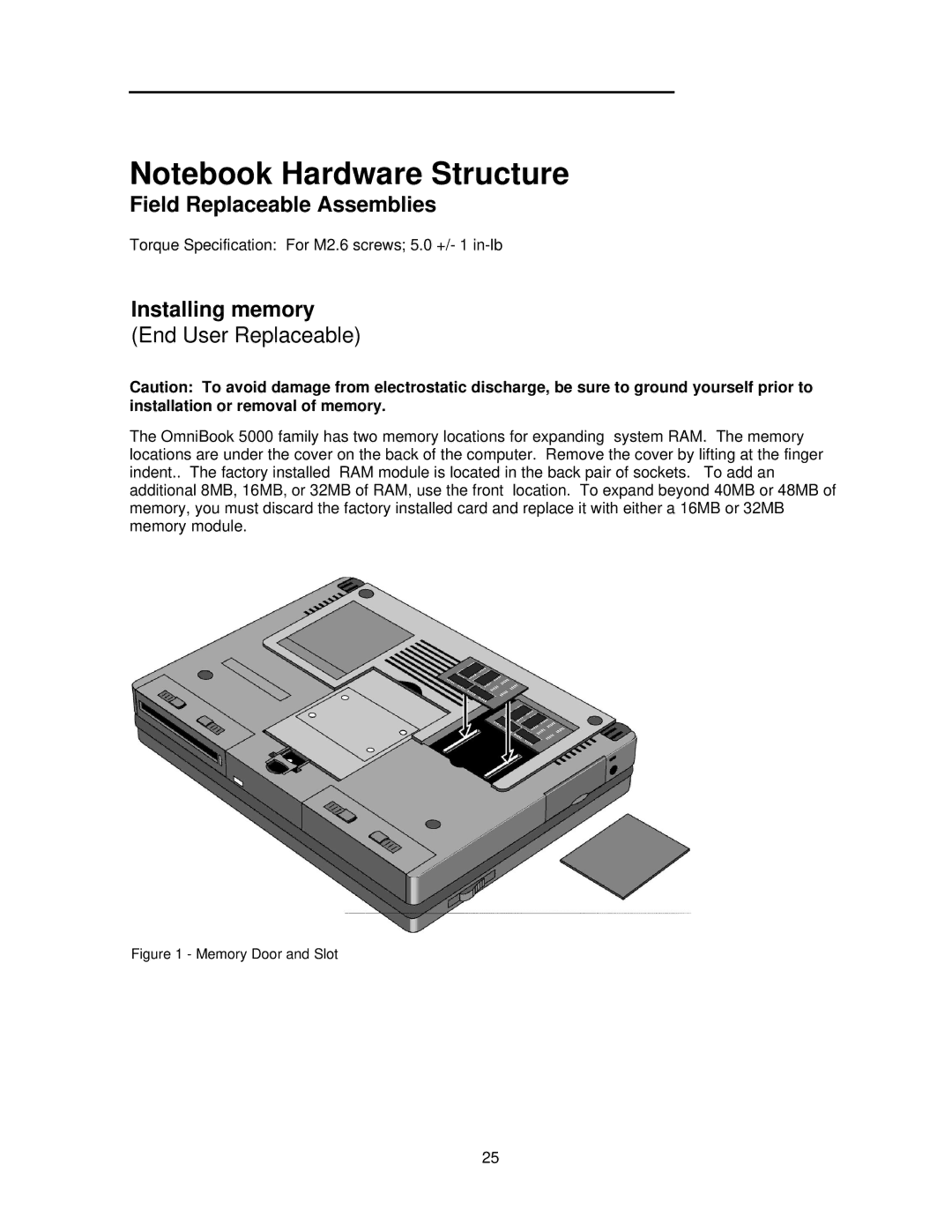 HP 5000C/CT manual Field Replaceable Assemblies, Installing memory 