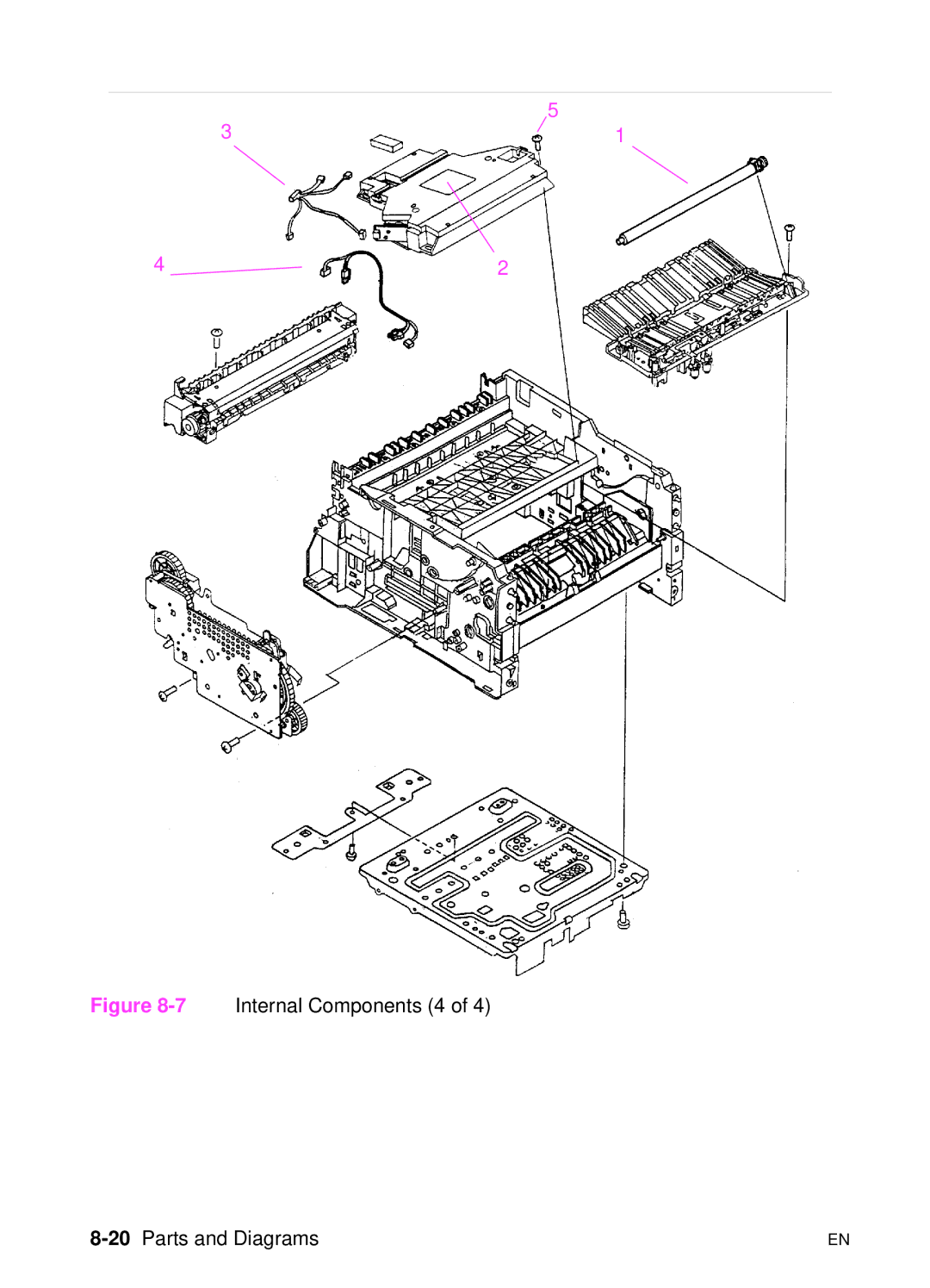 HP 5000n manual 7Internal Components 4, 20Parts and Diagrams 