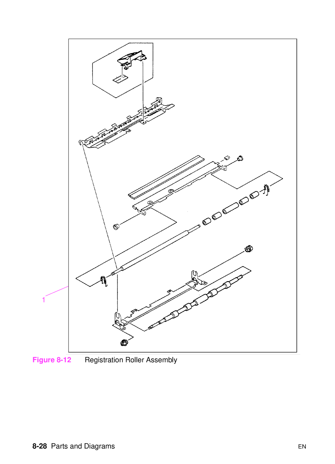 HP 5000n manual 12Registration Roller Assembly, 28Parts and Diagrams 