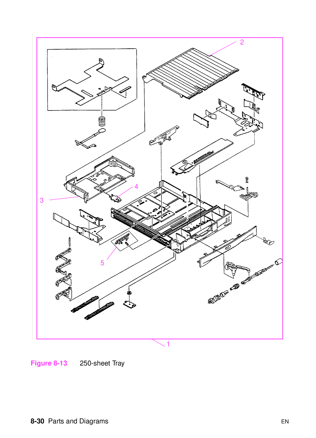 HP 5000n manual Sheet Tray, 30Parts and Diagrams 