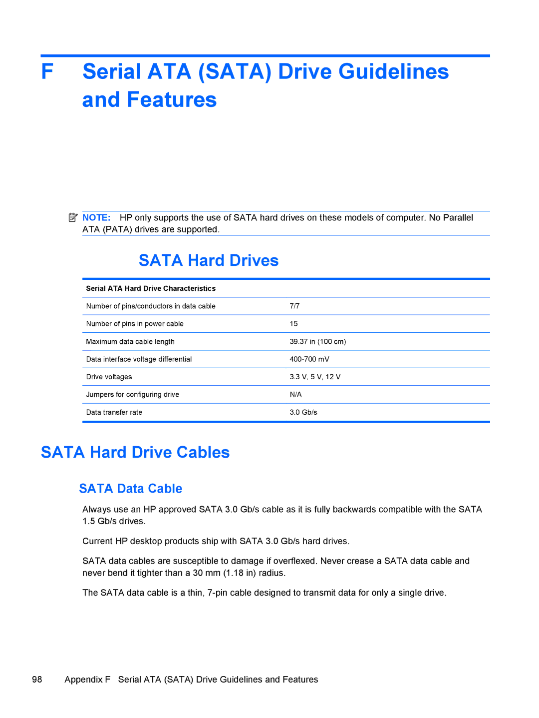 HP 500B VS695UT 505B manual Serial ATA Sata Drive Guidelines and Features, Sata Hard Drives, Sata Hard Drive Cables 