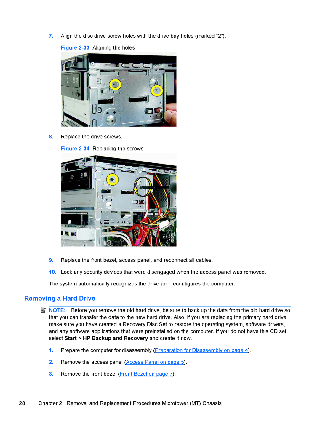 HP 500B VS695UT VS695UT#ABA, 500B VS695UT 505B, 500B VS695UT 515B manual Removing a Hard Drive 