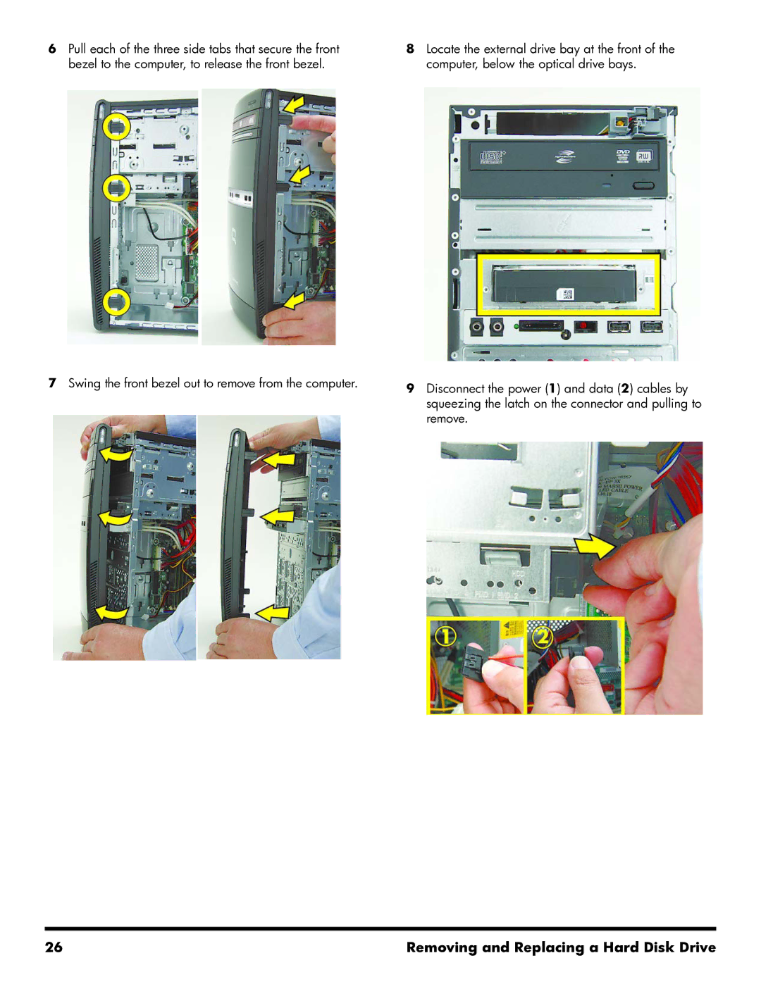 HP 500B manual Removing and Replacing a Hard Disk Drive 