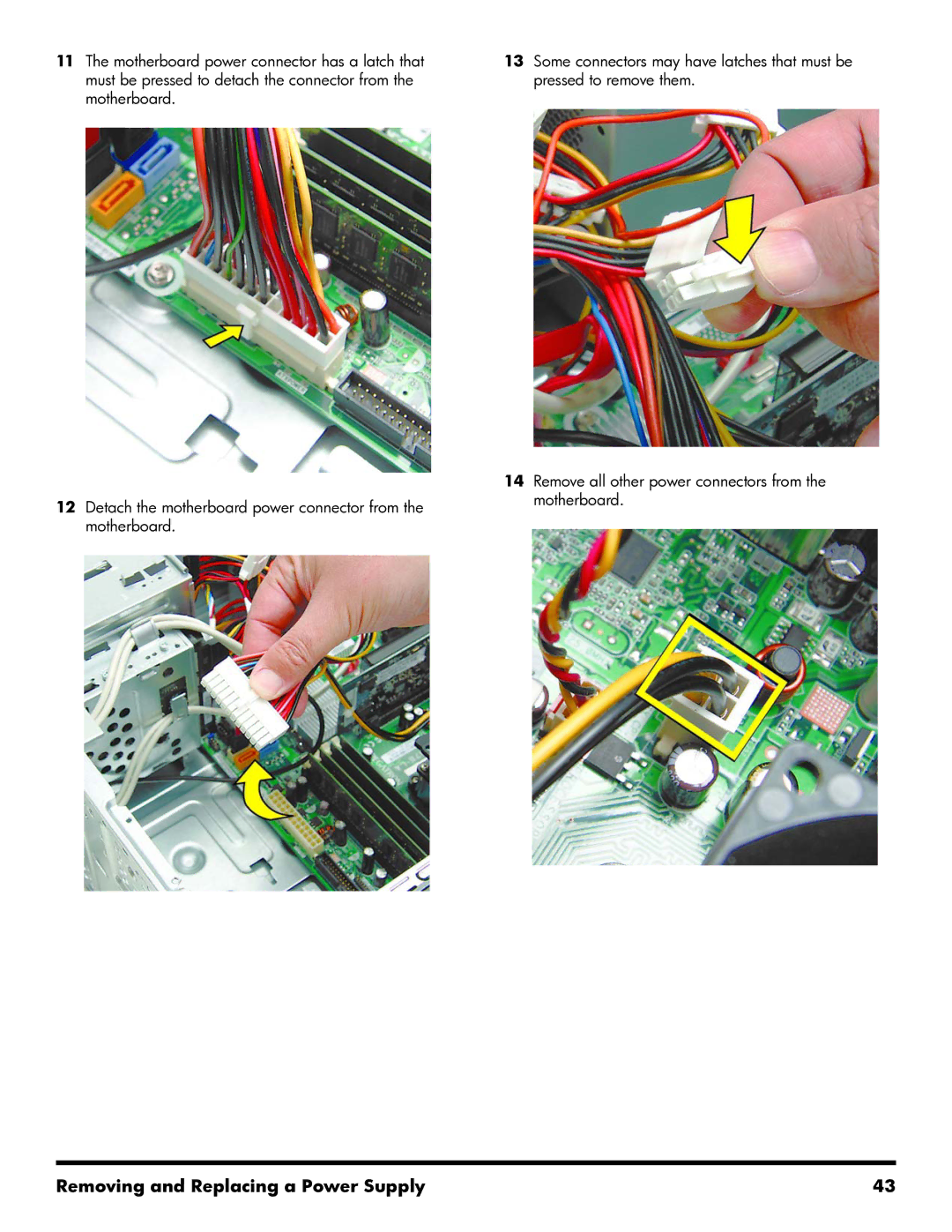 HP 500B manual Removing and Replacing a Power Supply 