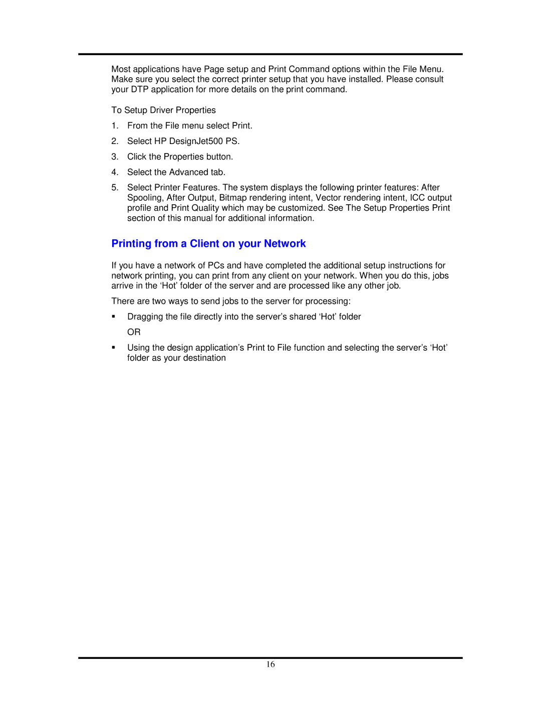 HP 500ps manual Printing from a Client on your Network 