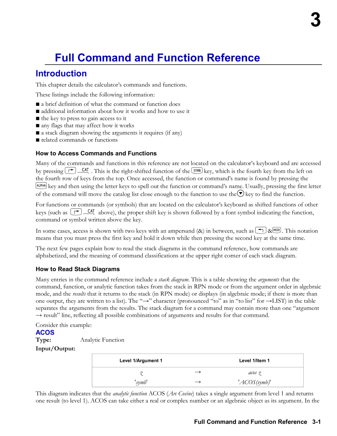 HP 48gII Graphing, 50g Graphing manual Introduction, Acos, Type, Input/Output 