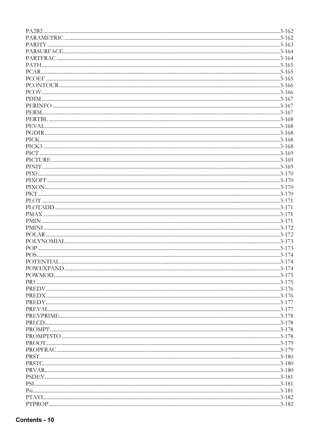 HP 50g Graphing PA2B2, Parametric, Parity, Parsurface, Partfrac, Path, Pcar, Pcoef, Pcontour, Pcov, Pdim, Perinfo, Perm 