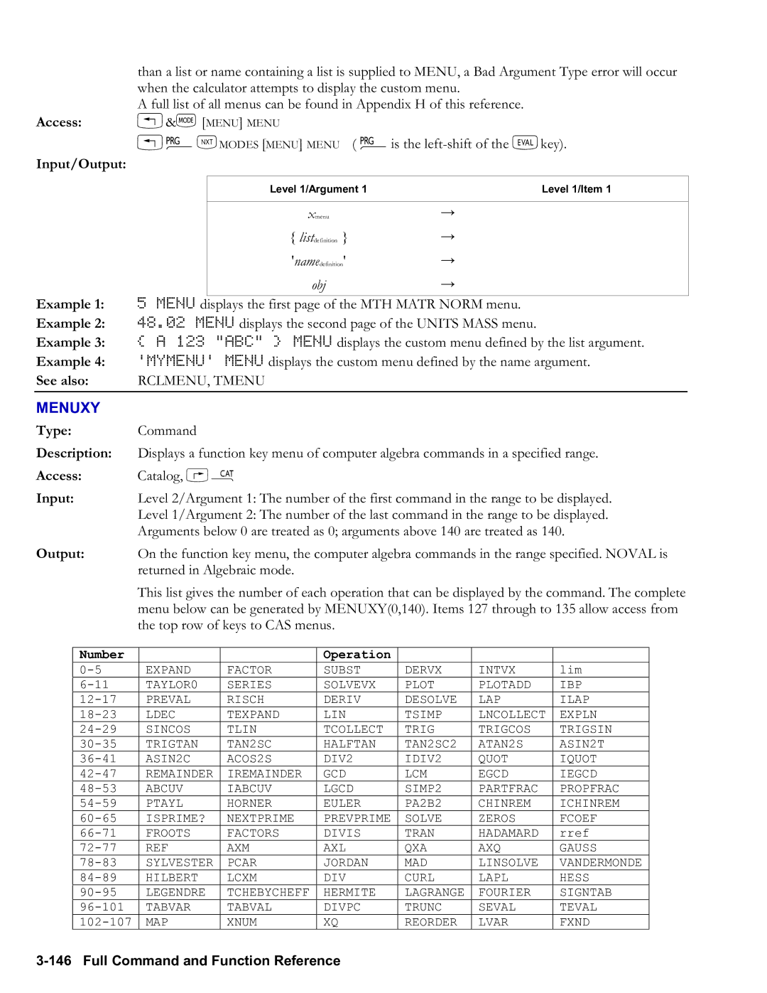 HP 50g Graphing, 48gII Graphing manual Menuxy, RCLMENU, Tmenu 