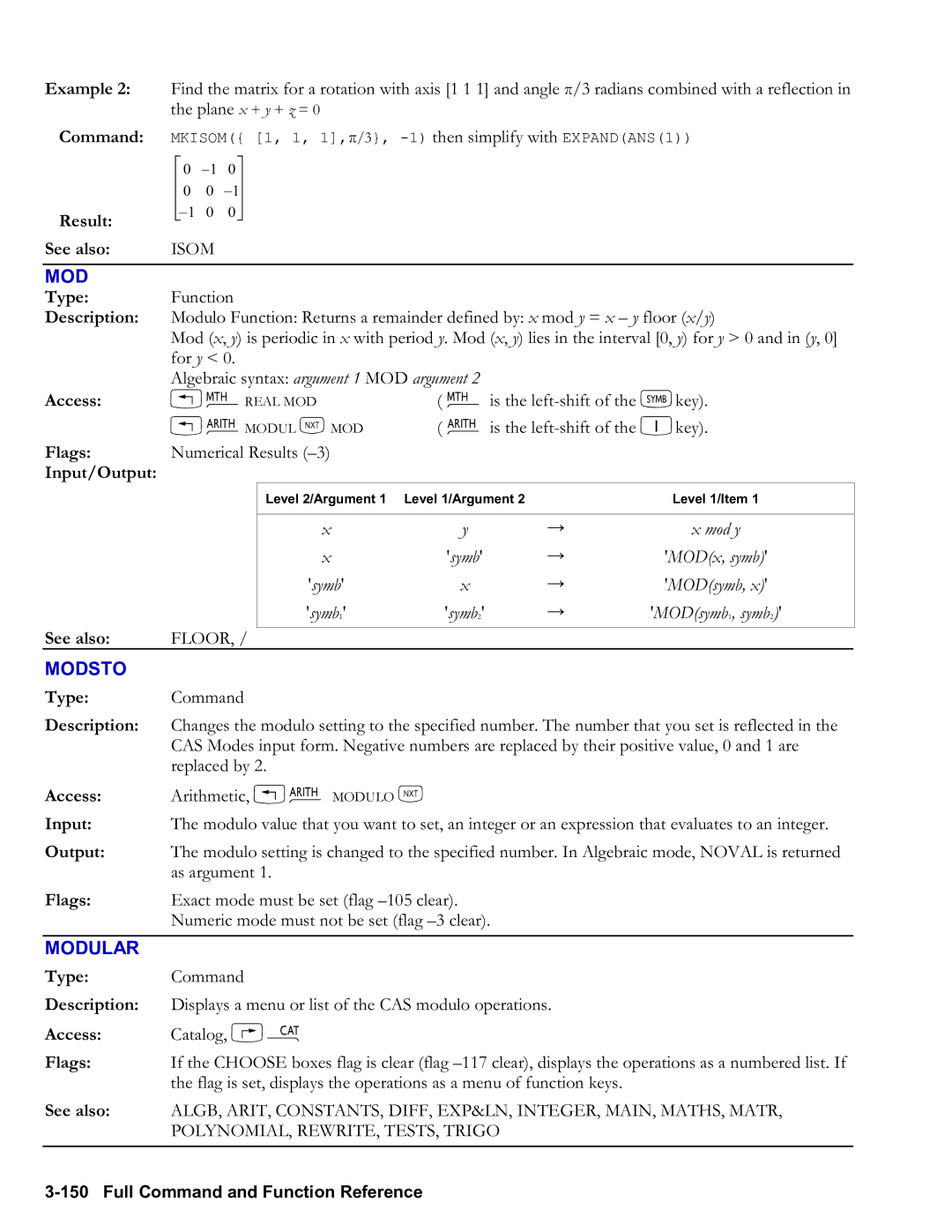 HP 50g Graphing, 48gII Graphing manual Modsto, Modular, Mod y, Symb MODx, symb MODsymb Symb1 Symb2 MODsymb1, symb2 