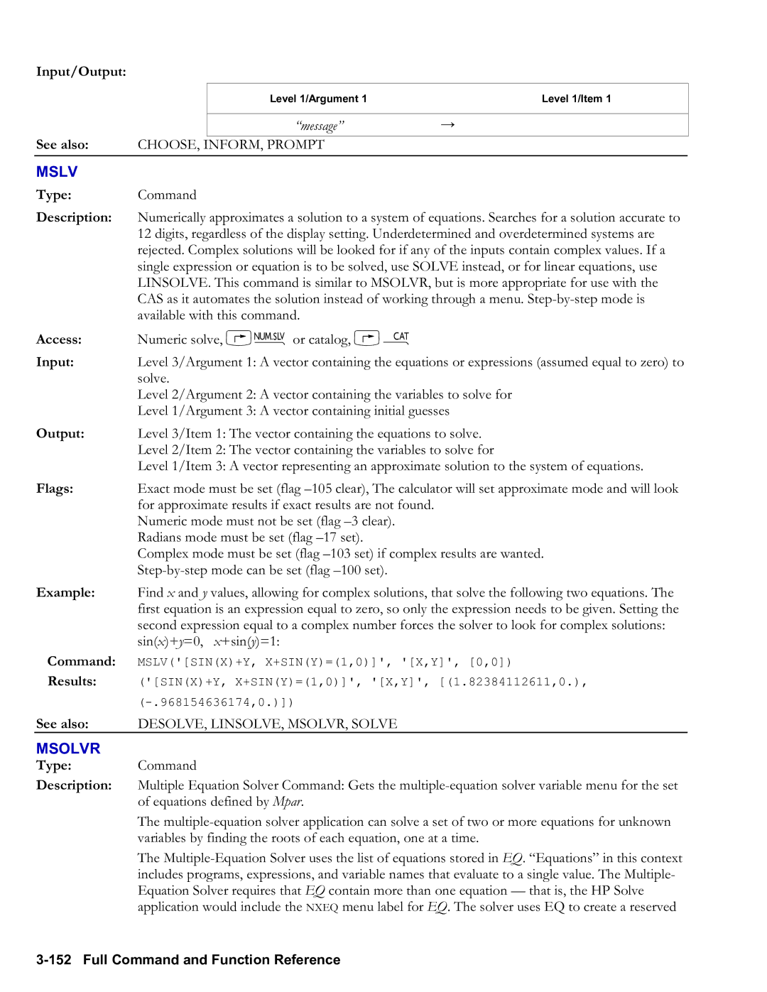 HP 50g Graphing, 48gII Graphing manual Mslv, Msolvr 