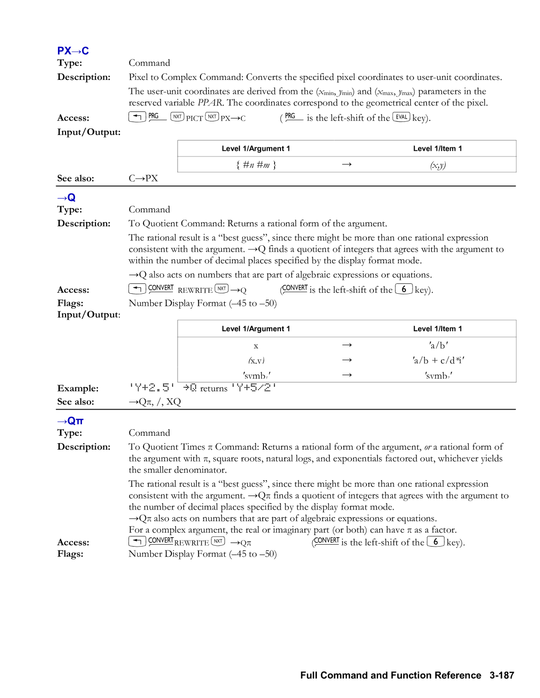 HP 48gII Graphing, 50g Graphing manual Px→C, →Qπ, + c/d*i 