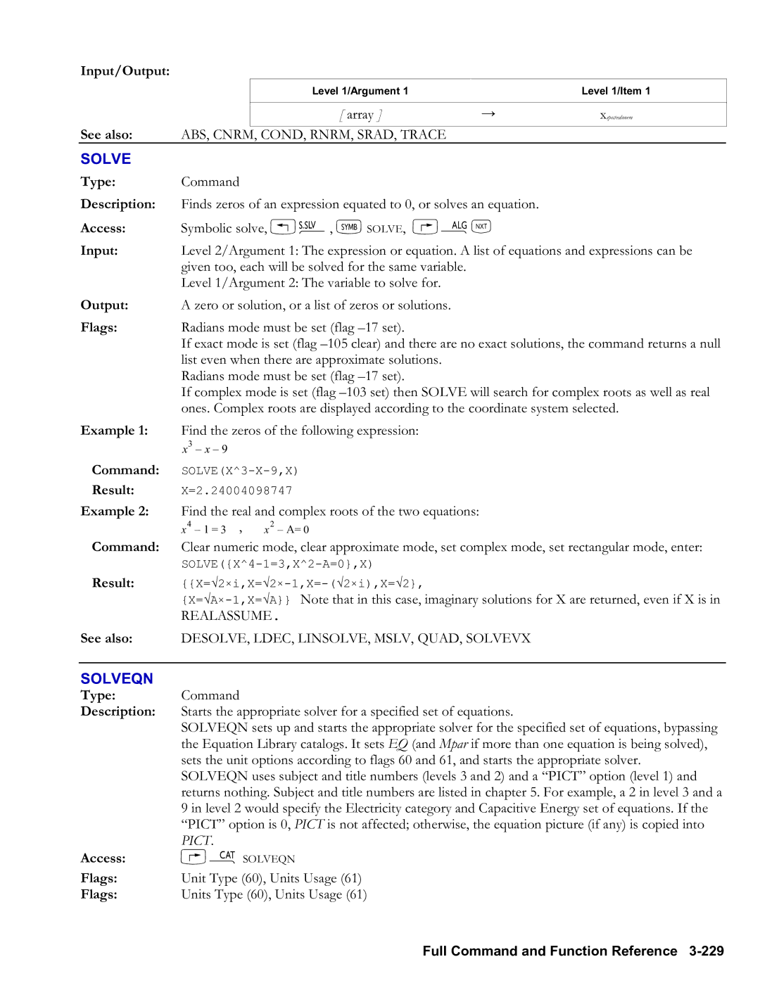 HP 48gII Graphing, 50g Graphing manual Solveqn 