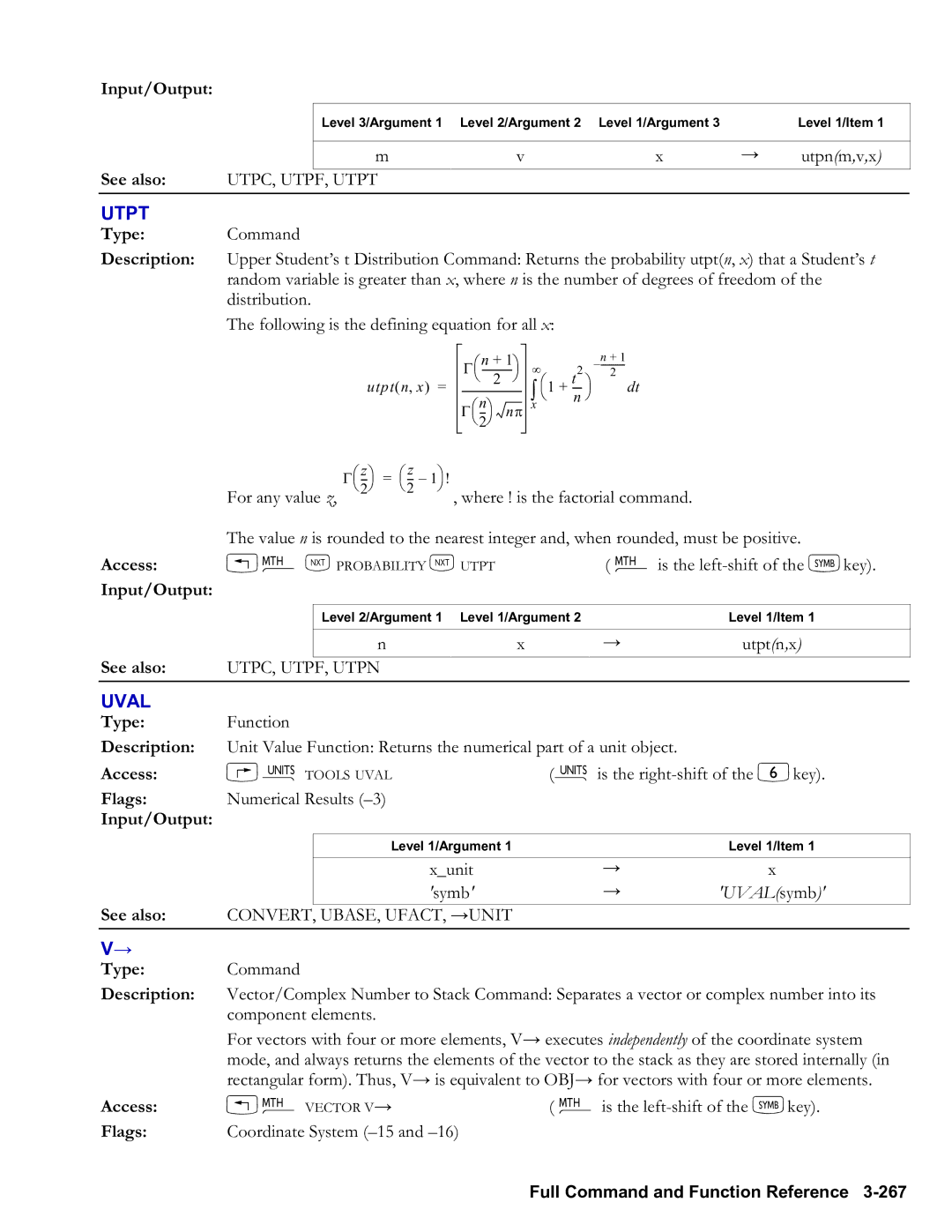 HP 48gII Graphing, 50g Graphing manual Utpt, Uval, UVALsymb 