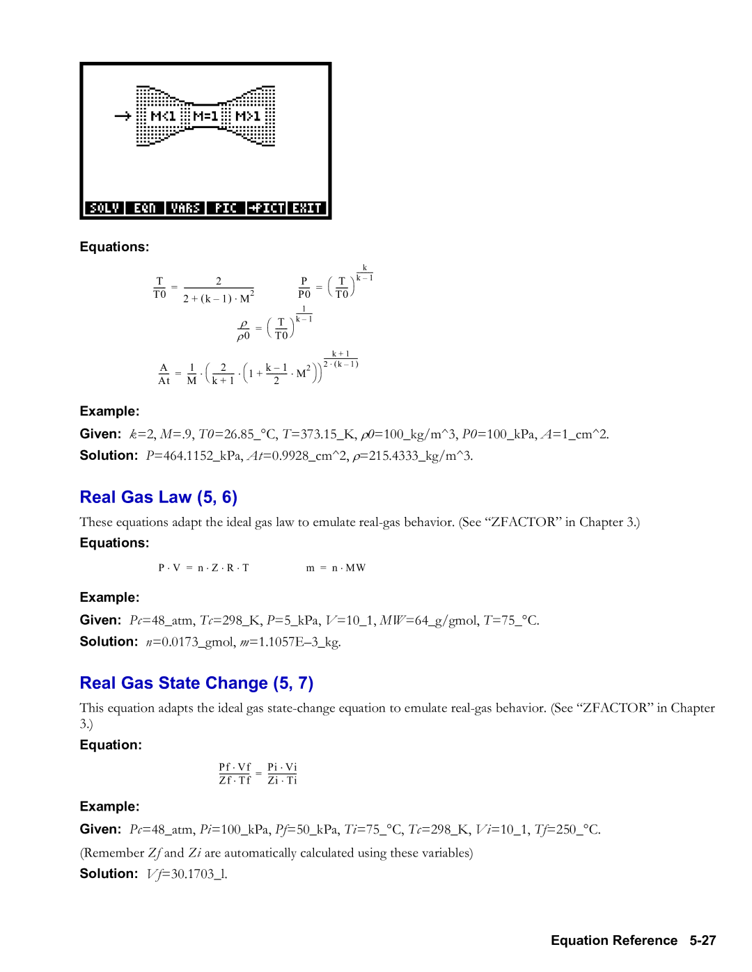 HP 48gII Graphing, 50g Graphing manual Real Gas Law 5, Real Gas State Change 5 