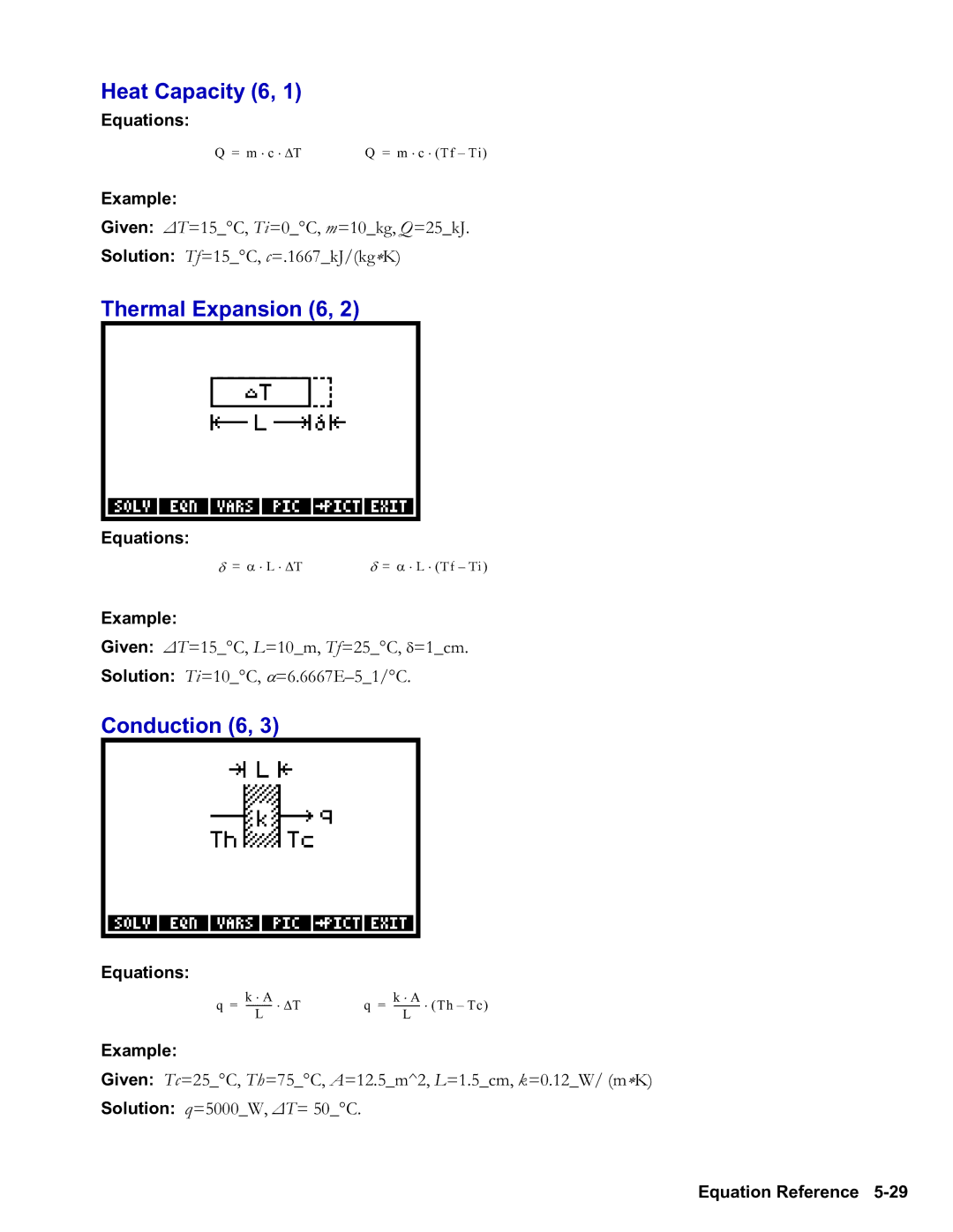 HP 48gII Graphing, 50g Graphing manual Heat Capacity 6, Thermal Expansion 6, Conduction 6 