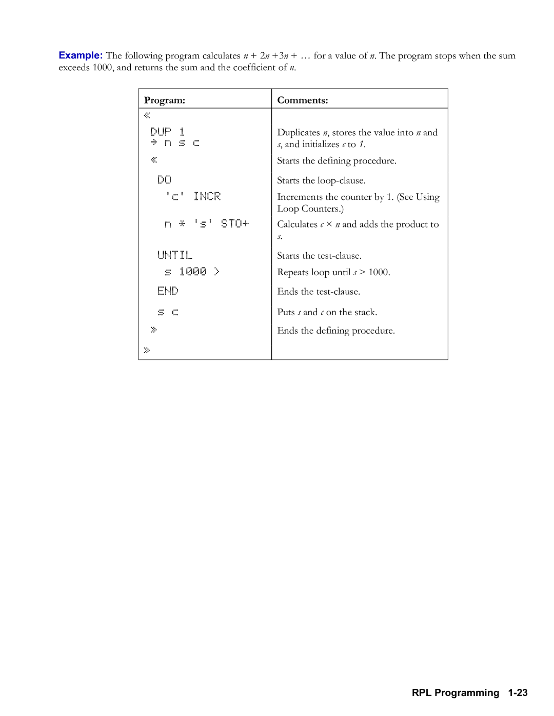 HP 48gII Graphing, 50g Graphing manual Duplicates n, stores the value into n 