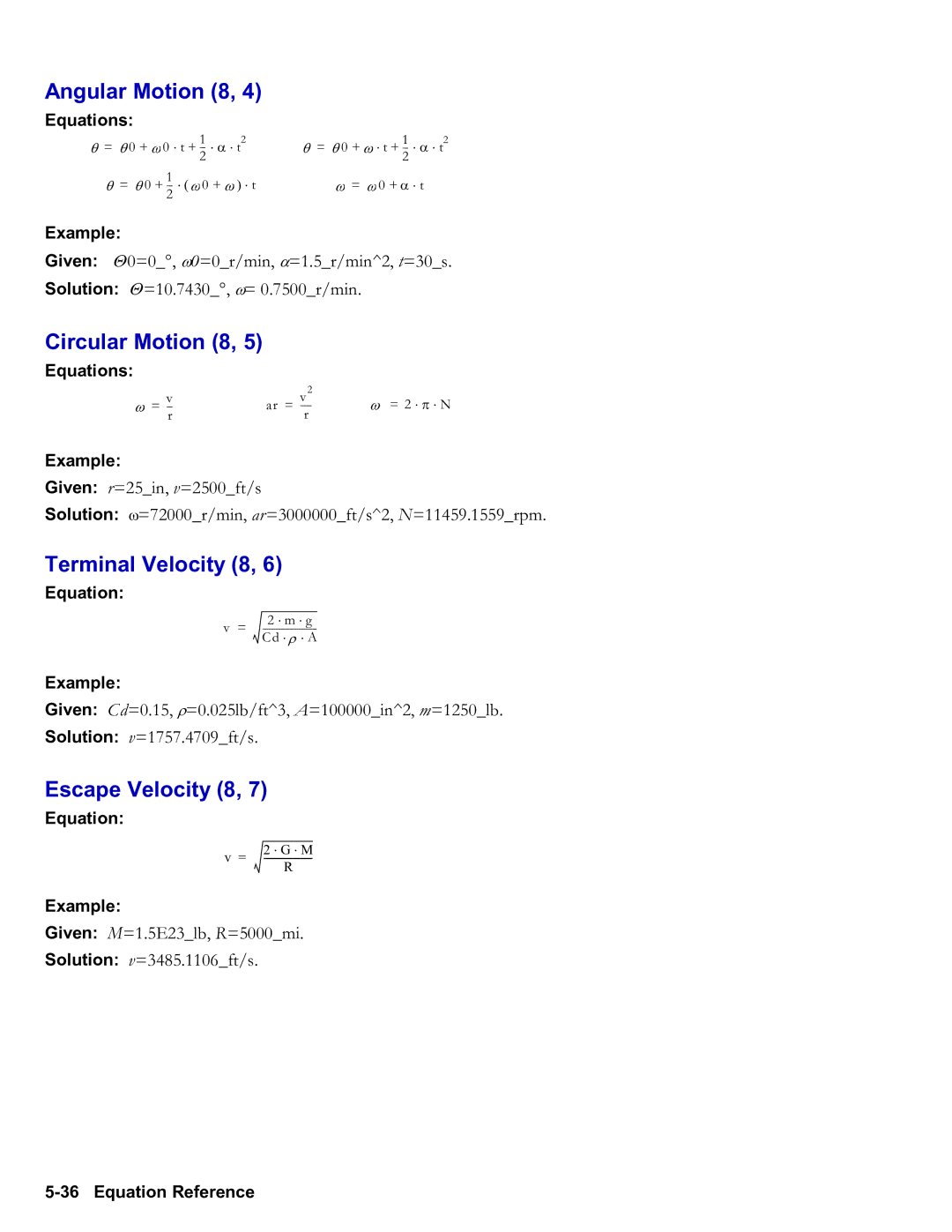 HP 50g Graphing, 48gII Graphing manual Angular Motion 8, Circular Motion 8, Terminal Velocity 8, Escape Velocity 8 