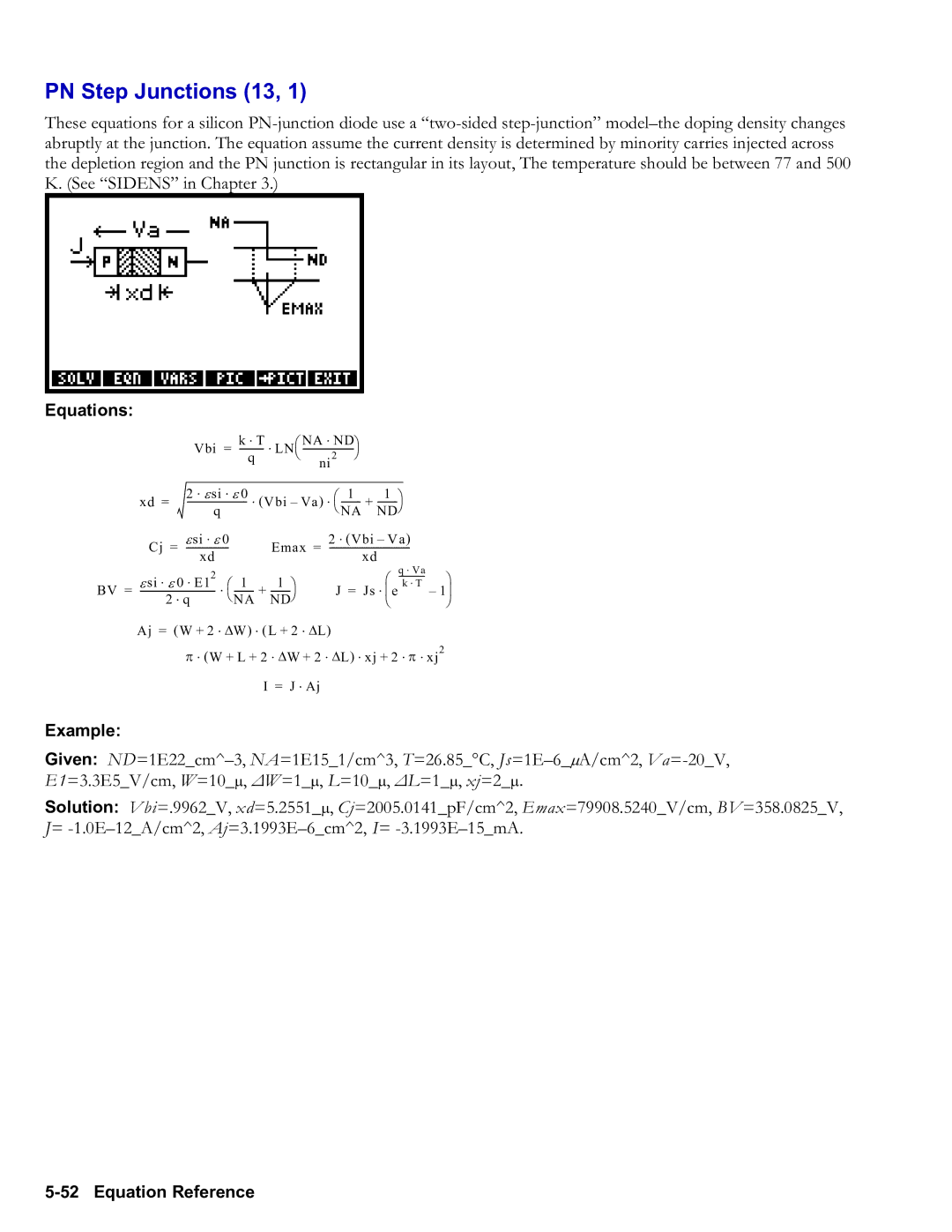 HP 50g Graphing, 48gII Graphing manual PN Step Junctions 13, Equations 