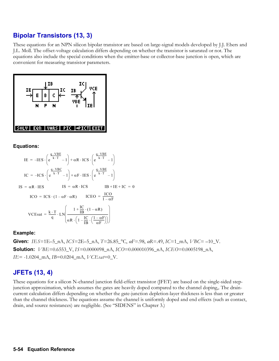 HP 50g Graphing, 48gII Graphing manual Bipolar Transistors 13, JFETs 13 