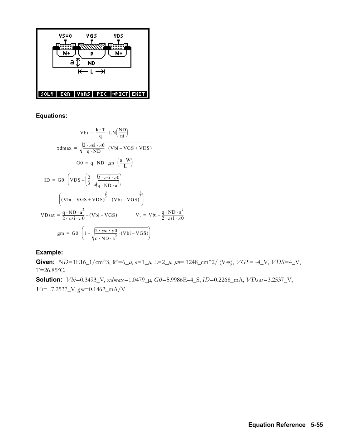 HP 48gII Graphing, 50g Graphing manual Xdmax = ⋅ Vbi VGS + VDS 