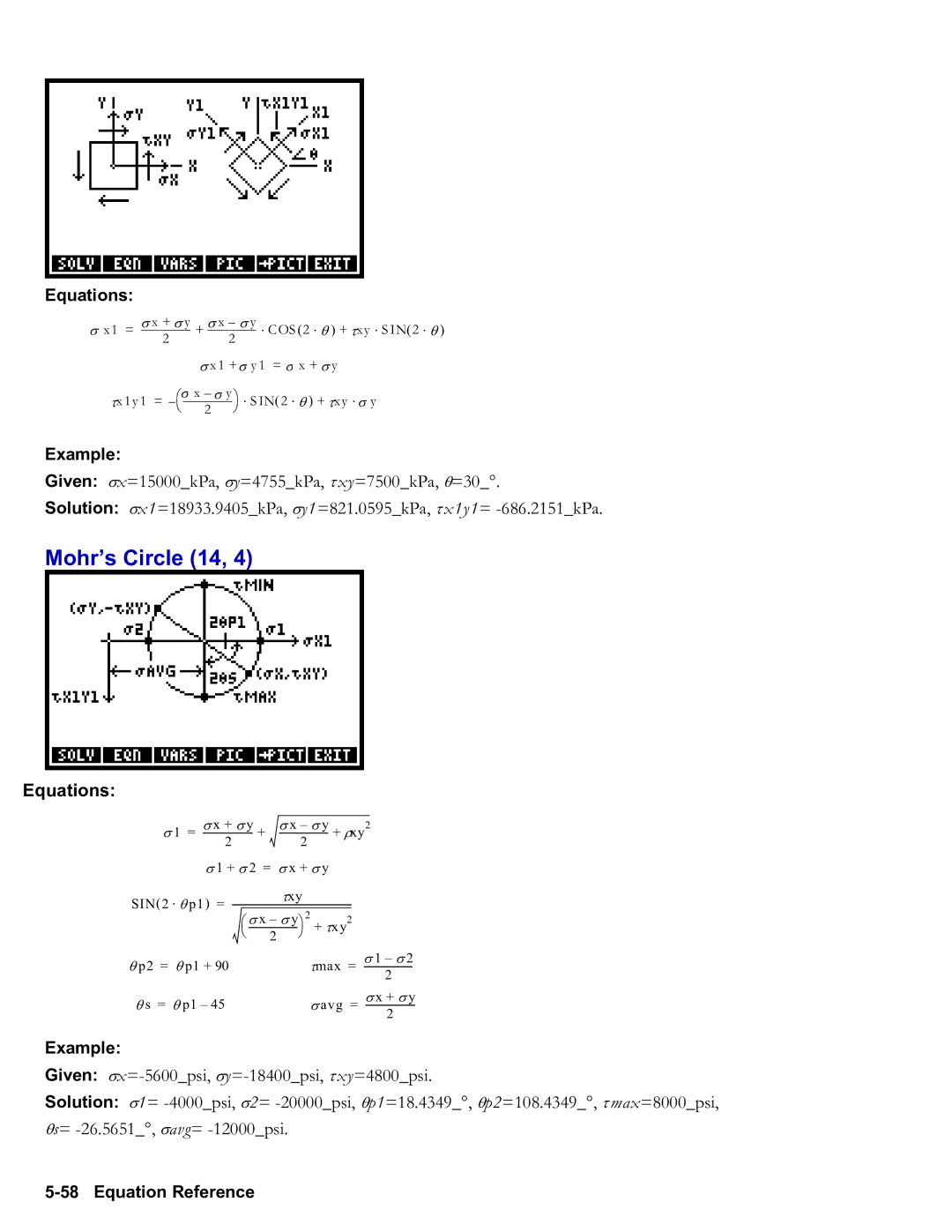 HP 50g Graphing, 48gII Graphing manual Mohr’s Circle 14, Example 