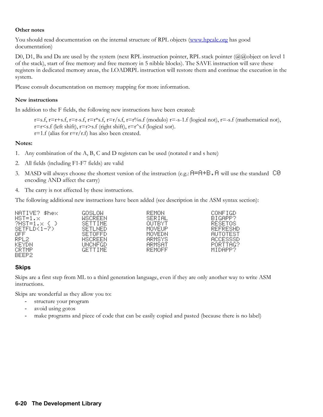 HP 50g Graphing, 48gII Graphing manual Other notes, New instructions, Skips 