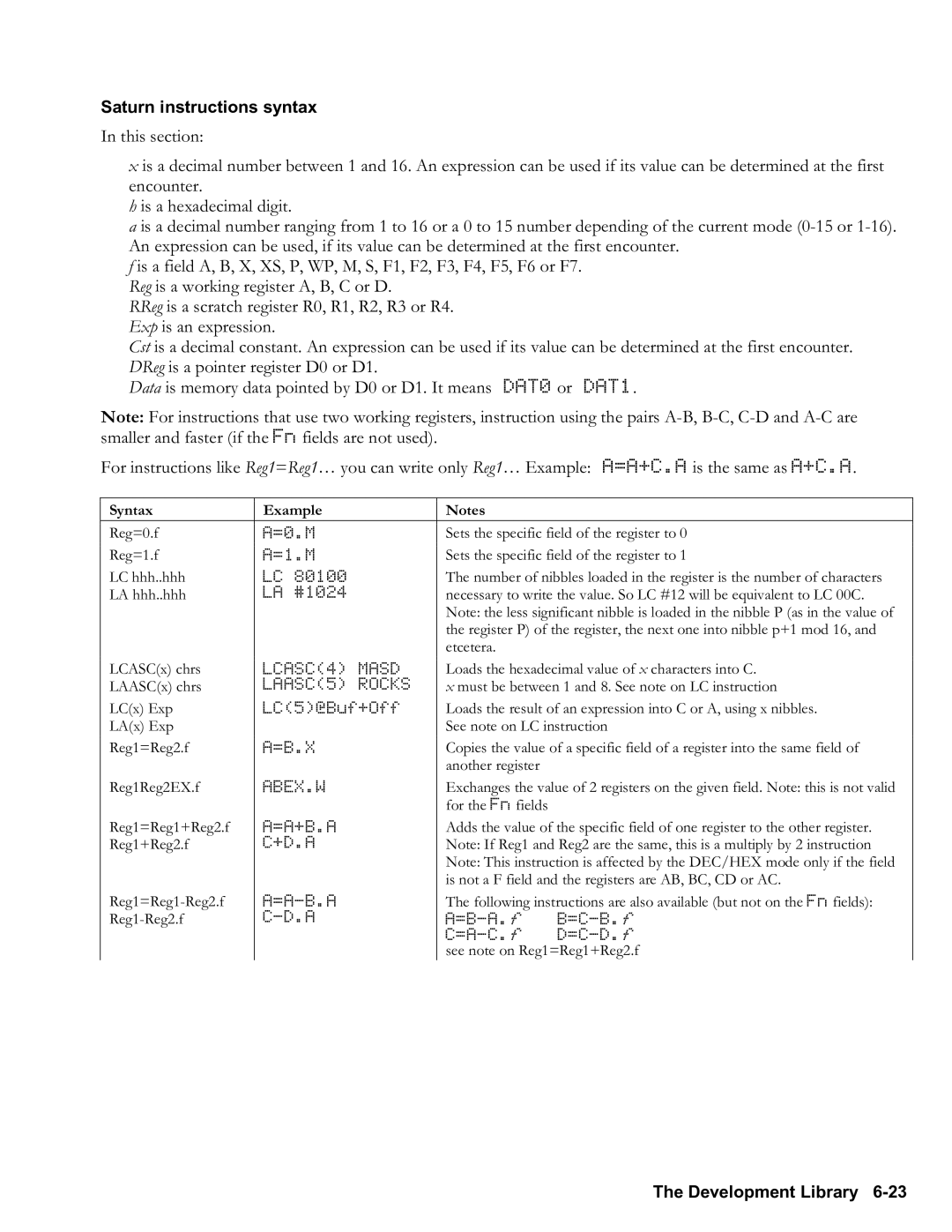 HP 48gII Graphing, 50g Graphing manual Saturn instructions syntax, Syntax Example 