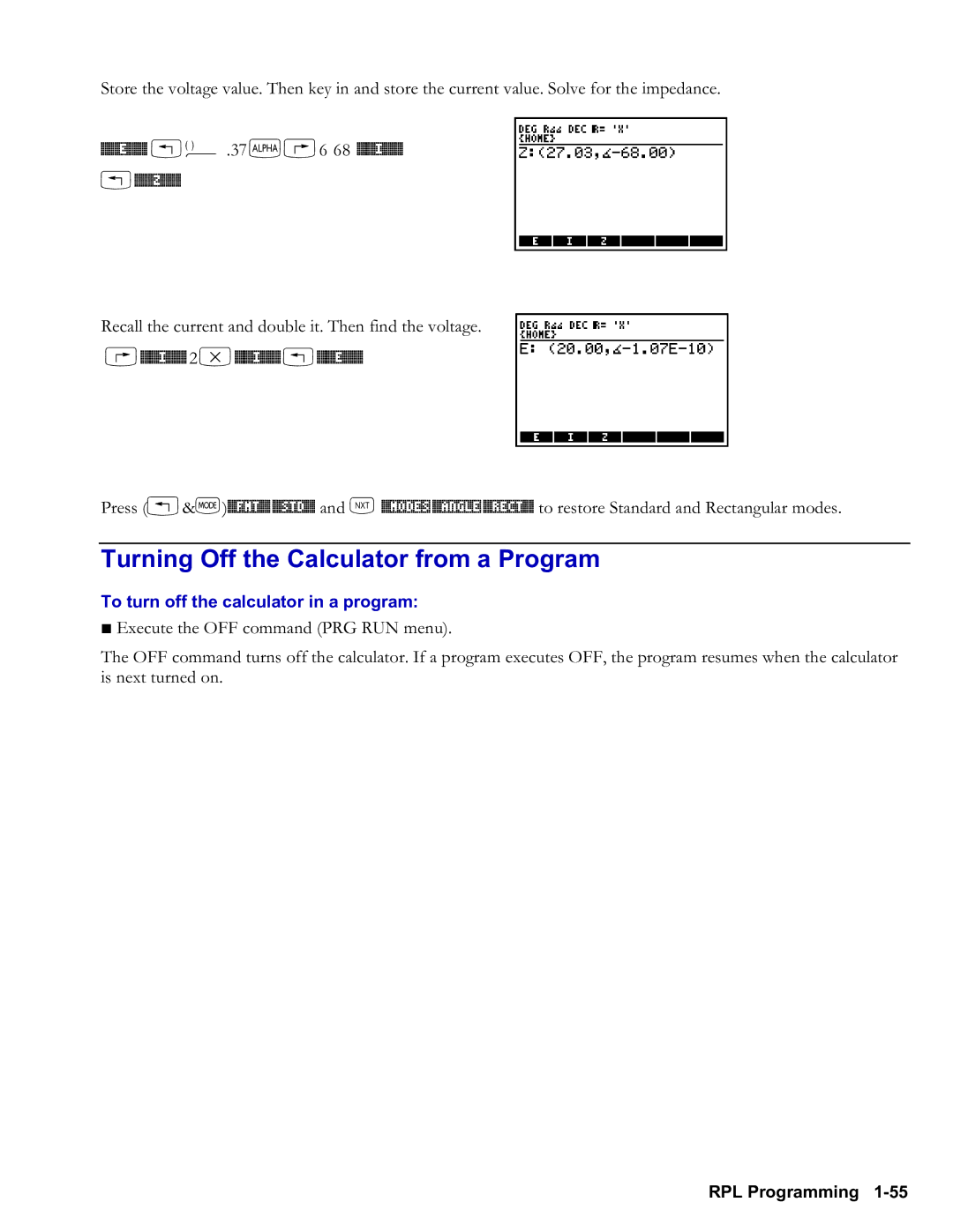 HP 48gII Graphing, 50g Graphing Turning Off the Calculator from a Program, Ü.37~@6 68 %%I%% !%%Z%%, @%%I%% 2*%%I%% !%%E%% 