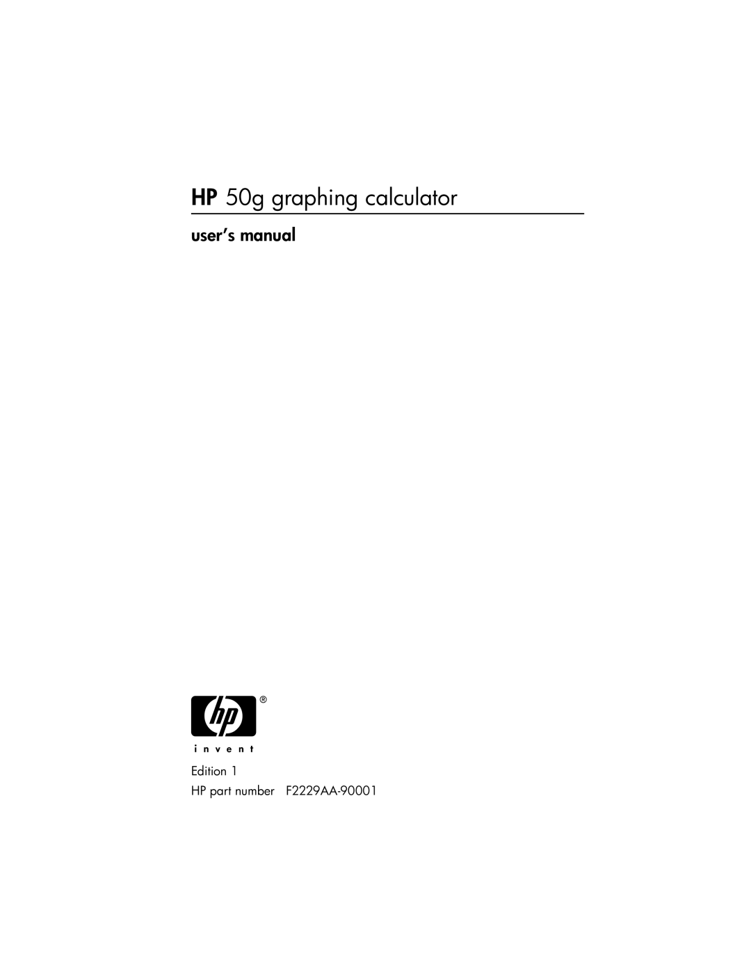 HP manual HP 50g graphing calculator, User’s manual 